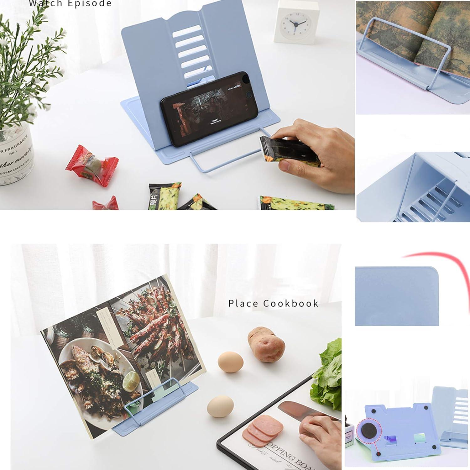 Soporte de Libro Ajustable MSDADA de Metal Azul Claro