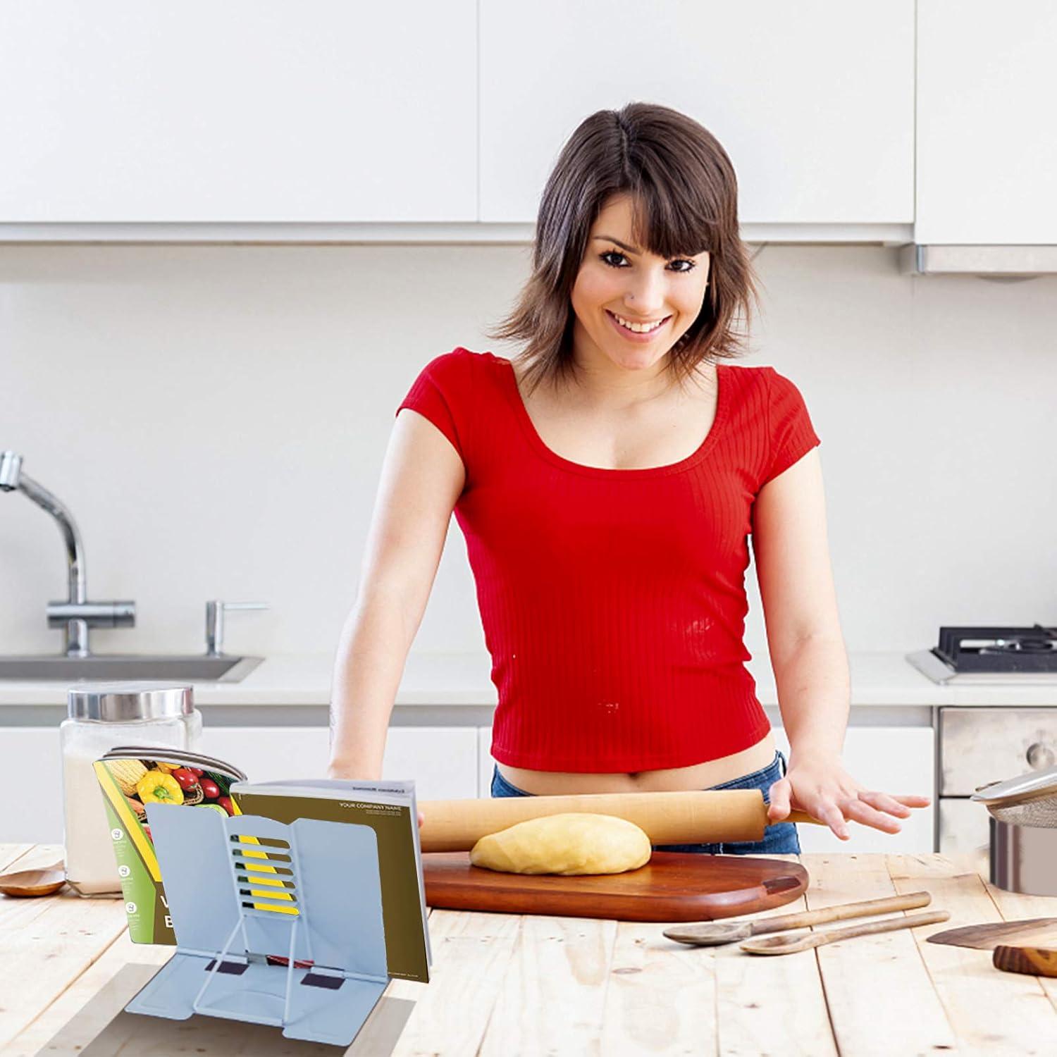 Soporte de Libro Ajustable MSDADA de Metal Azul Claro