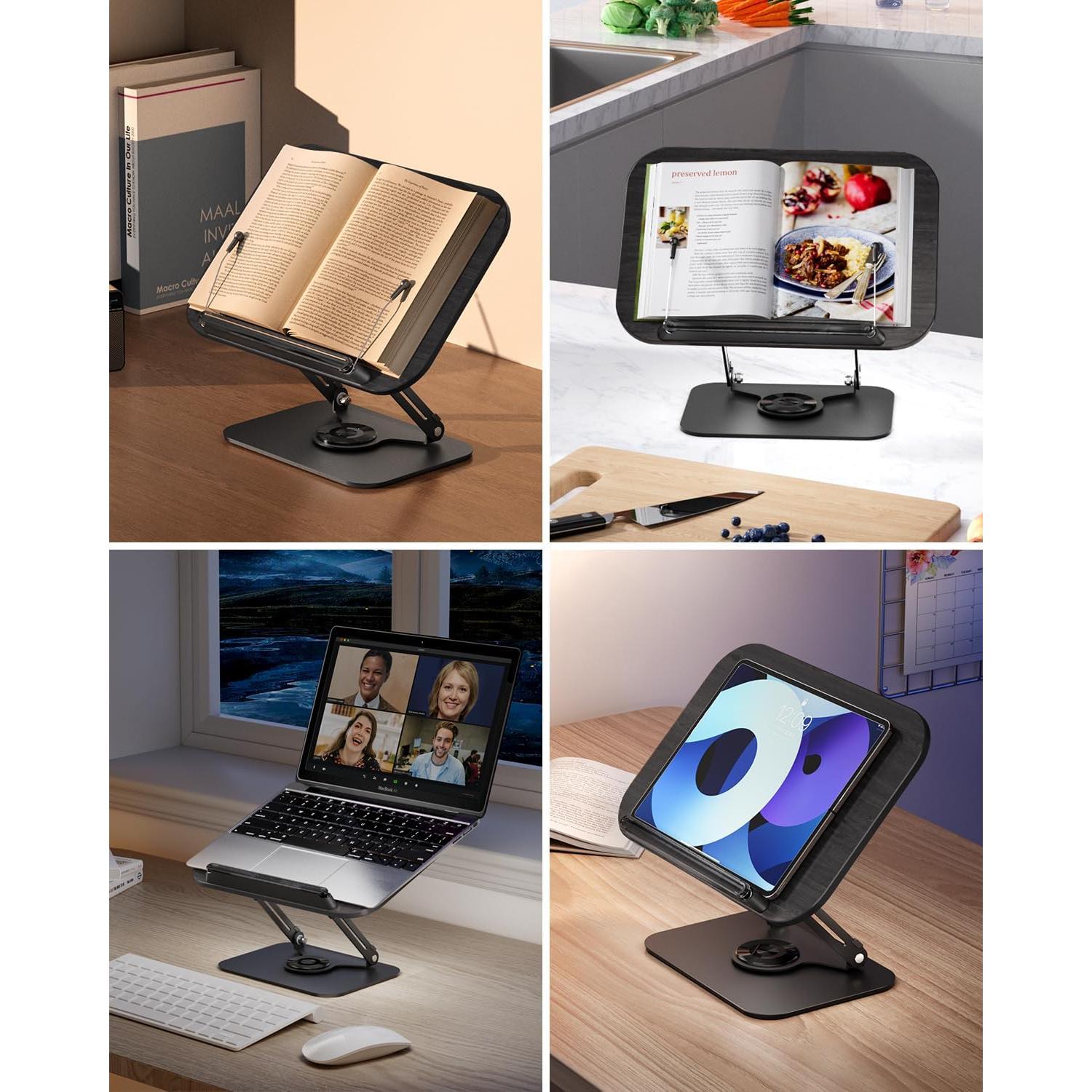 Soporte de Libro Viozon Ajustable 360° Plegable Negro