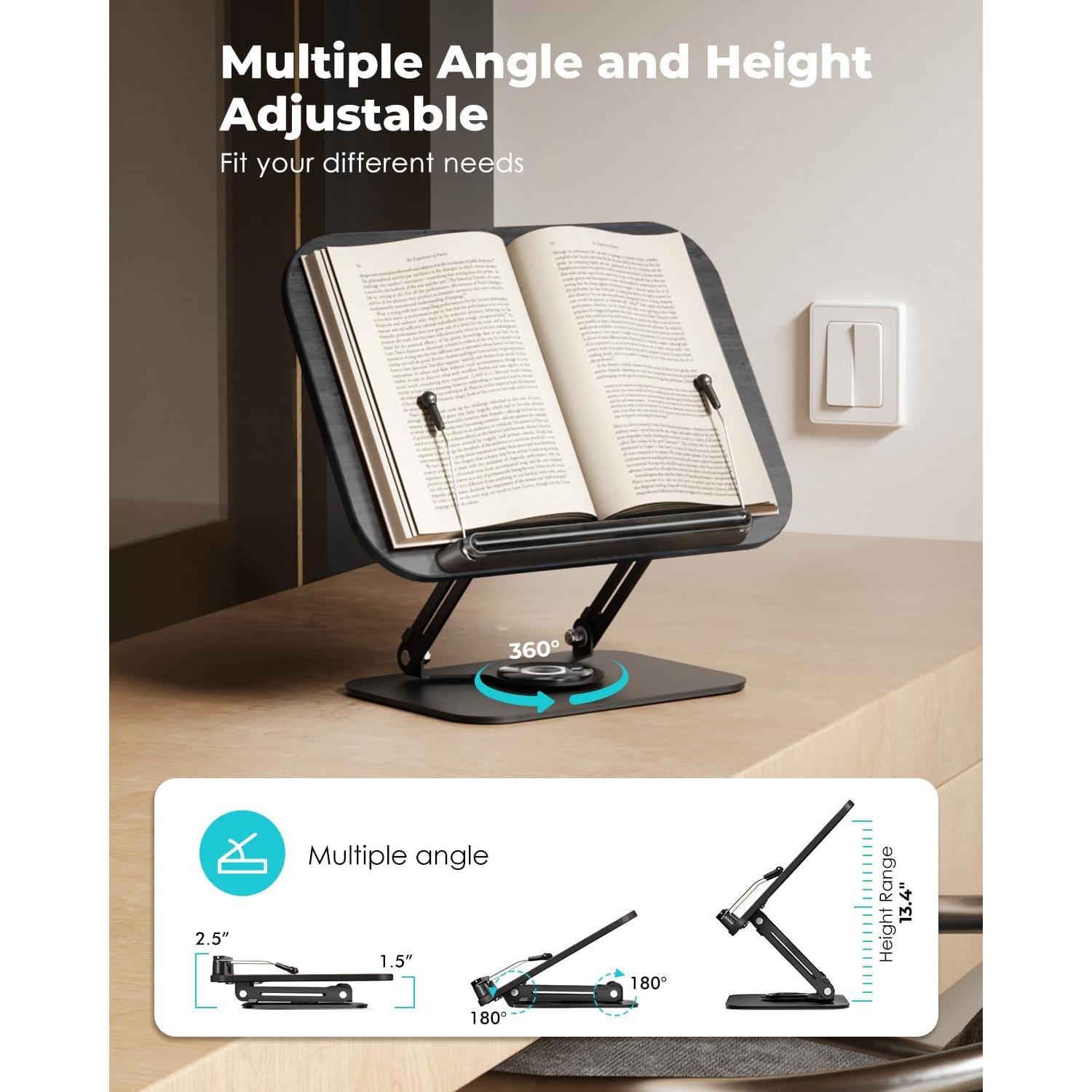 Soporte de Libro Viozon Ajustable 360° Plegable Negro