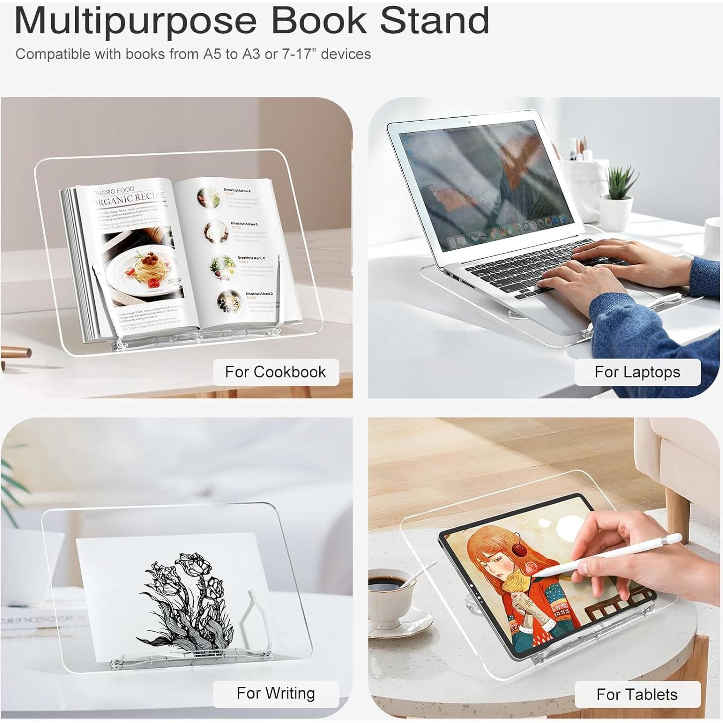 Soporte de Libro Acrílico UPERGO Ajustable 35.1x25.9cm