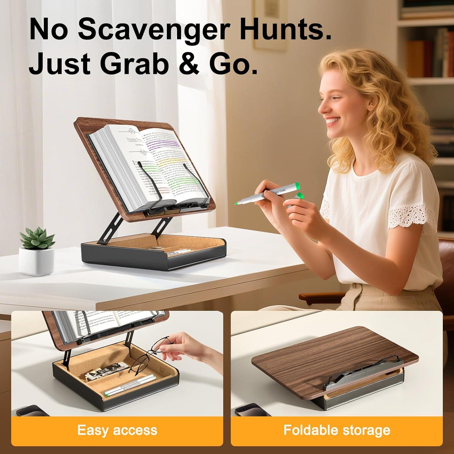 Soporte para Libros Ajustable HUMANCOZY de Madera 34x24 cm