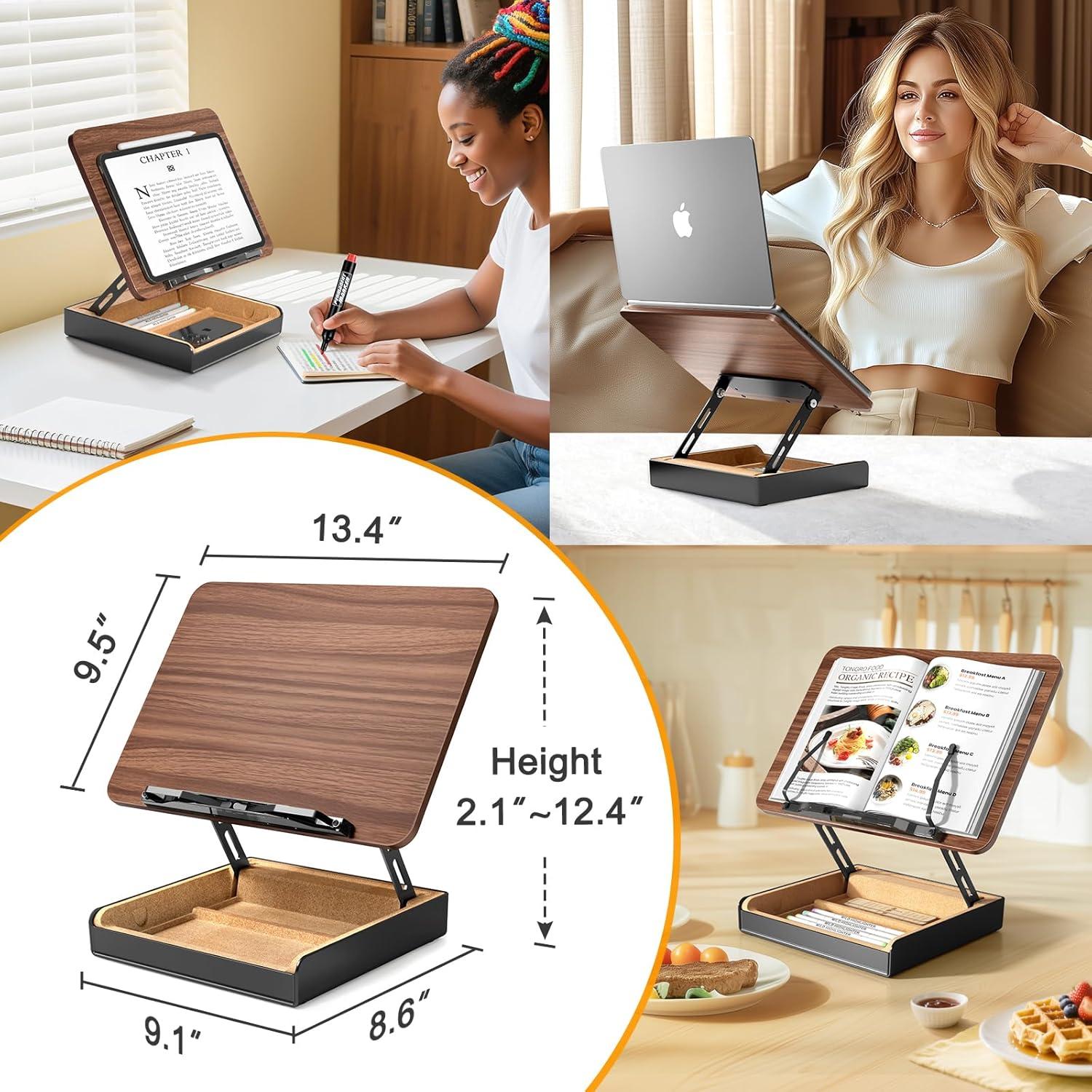 Soporte para Libros Ajustable HUMANCOZY de Madera 34x24 cm