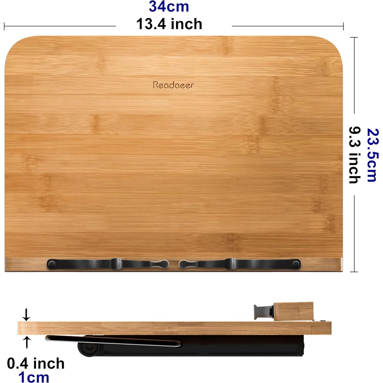 Soporte de Libro de Bambú Readaeer 34x24 cm Ajustable 6 Alturas