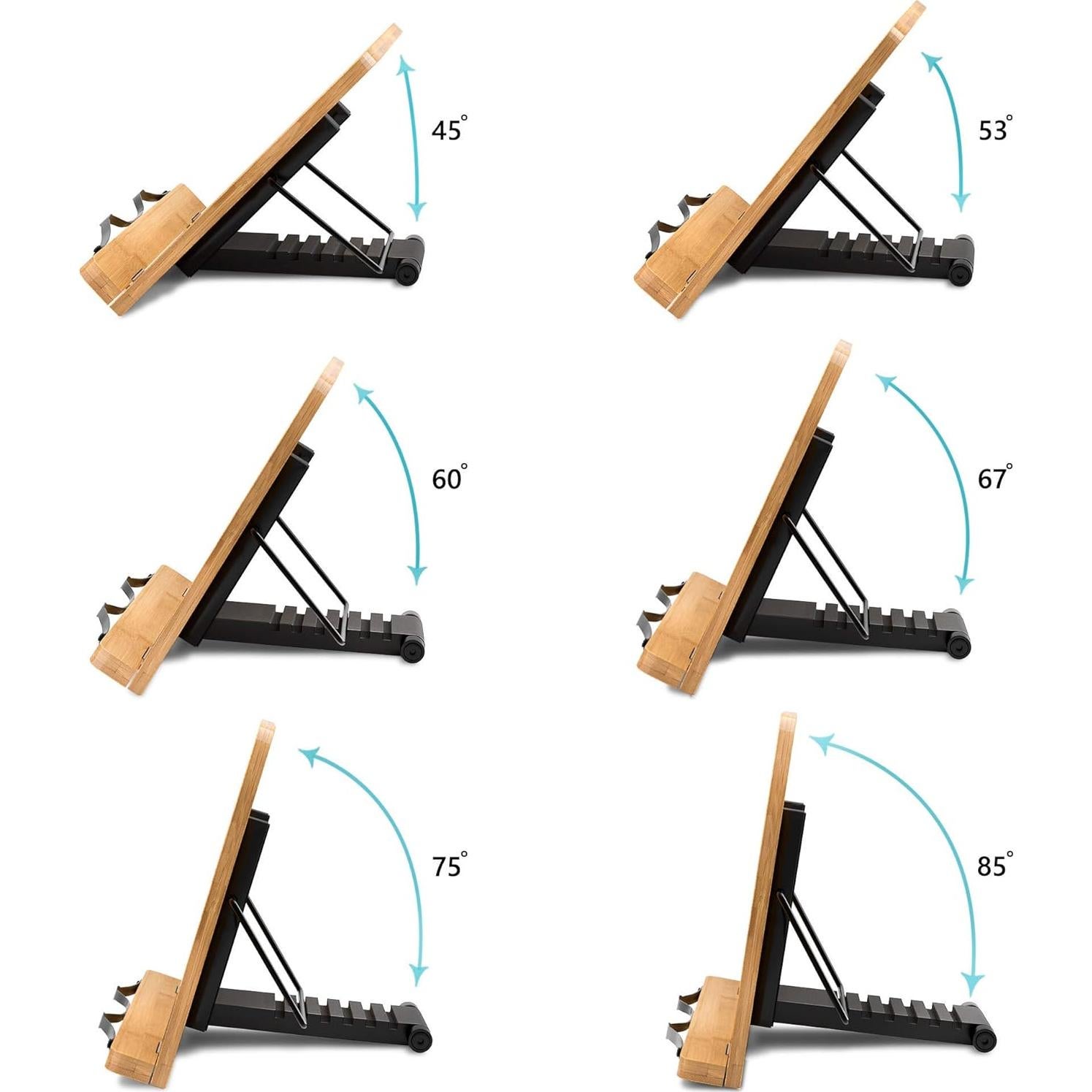 Soporte de Libro de Bambú Readaeer 34x24 cm Ajustable 6 Alturas