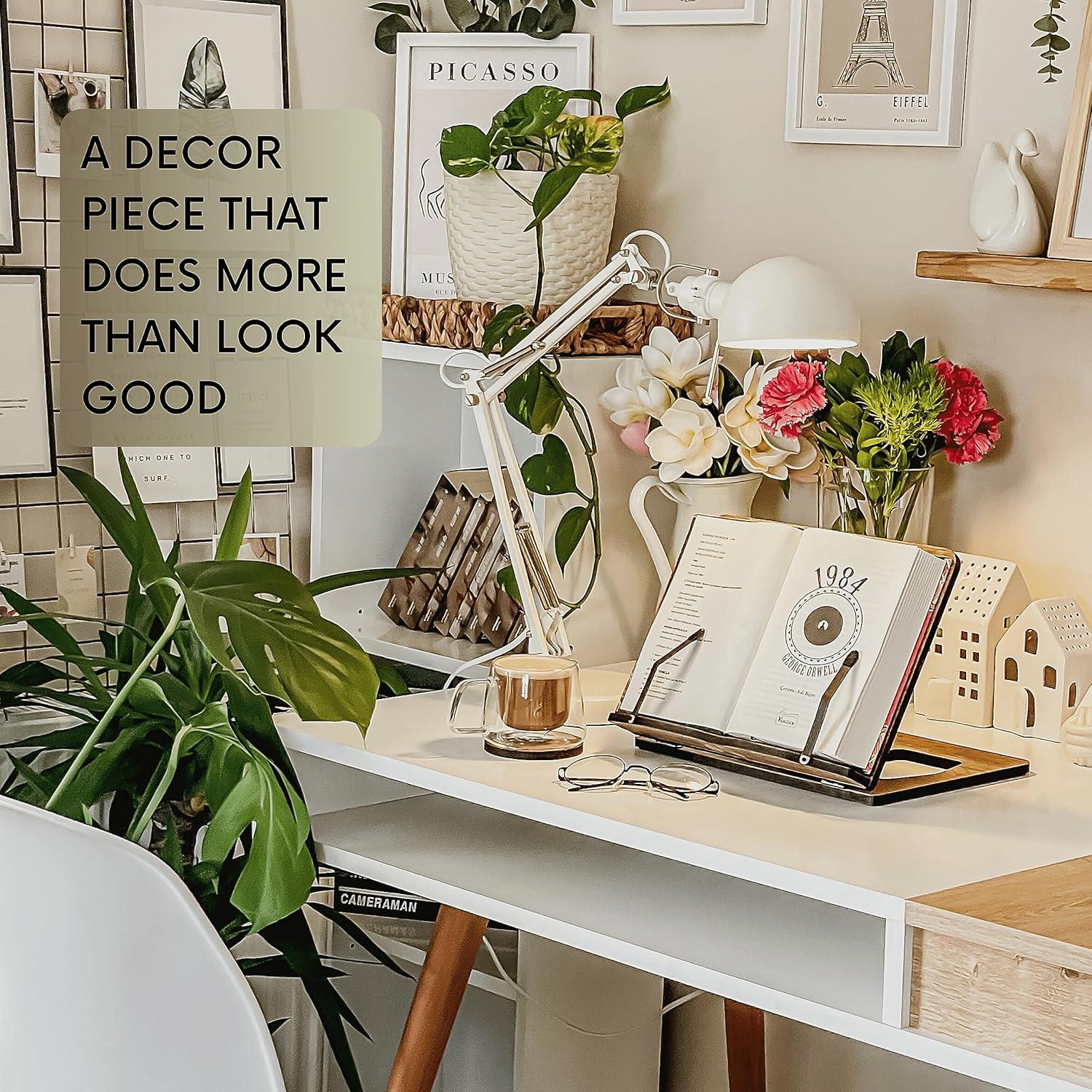 Soporte de Libros de Madera Vigo - Ajustable, 29x22 cm, Nogal