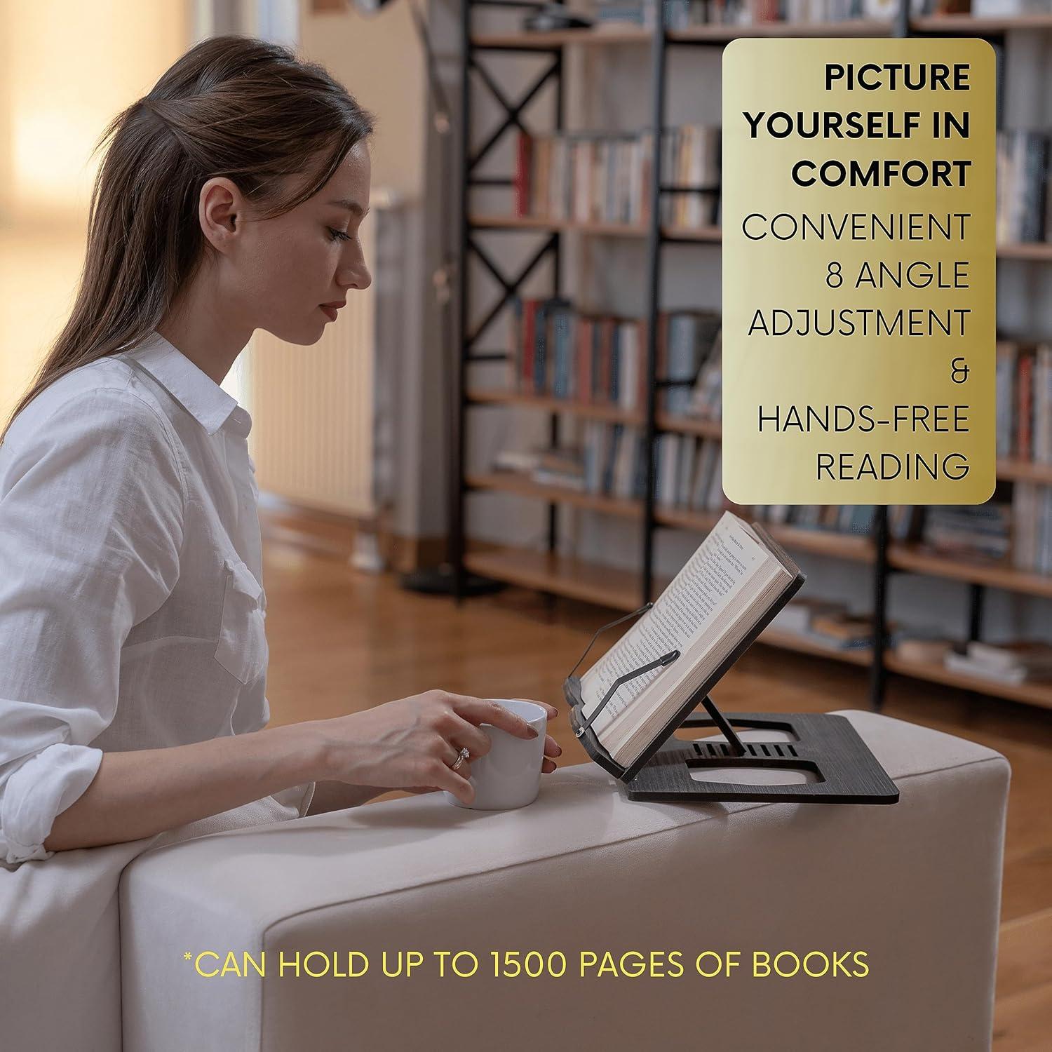 Soporte de Libros de Madera Vigo - Ajustable, 29x22 cm, Nogal