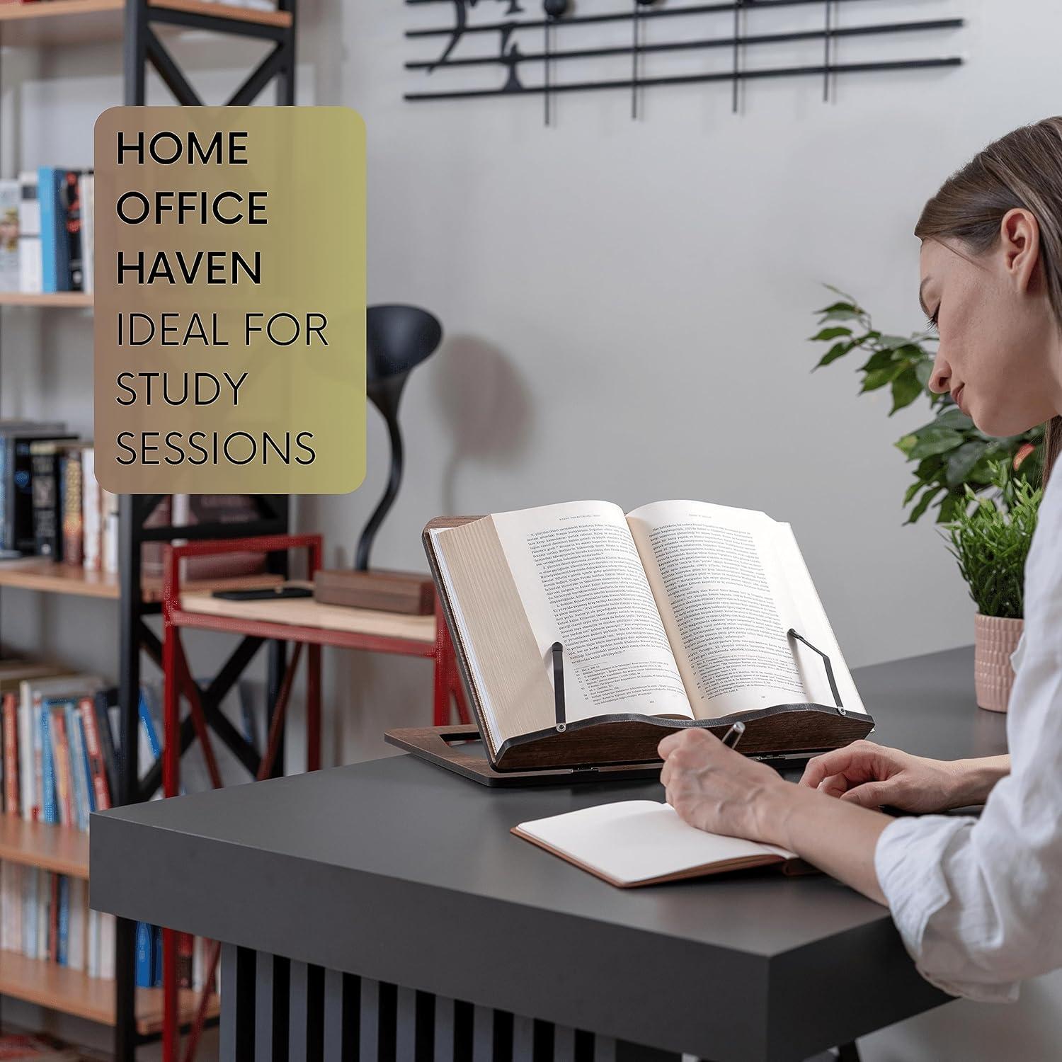 Soporte de Libros de Madera Vigo - Ajustable, 29x22 cm, Nogal