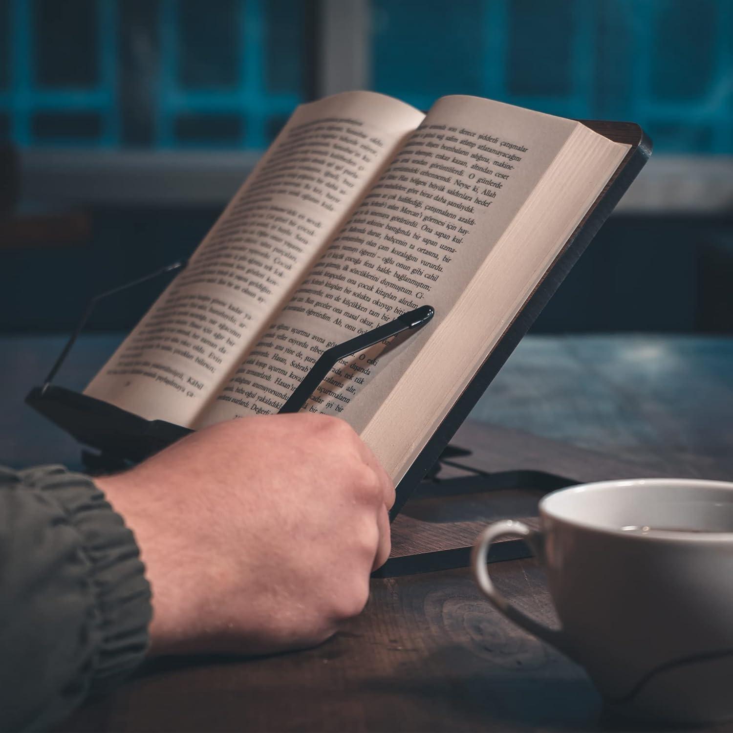 Soporte de Libros de Madera Vigo - Ajustable, 29x22 cm, Nogal