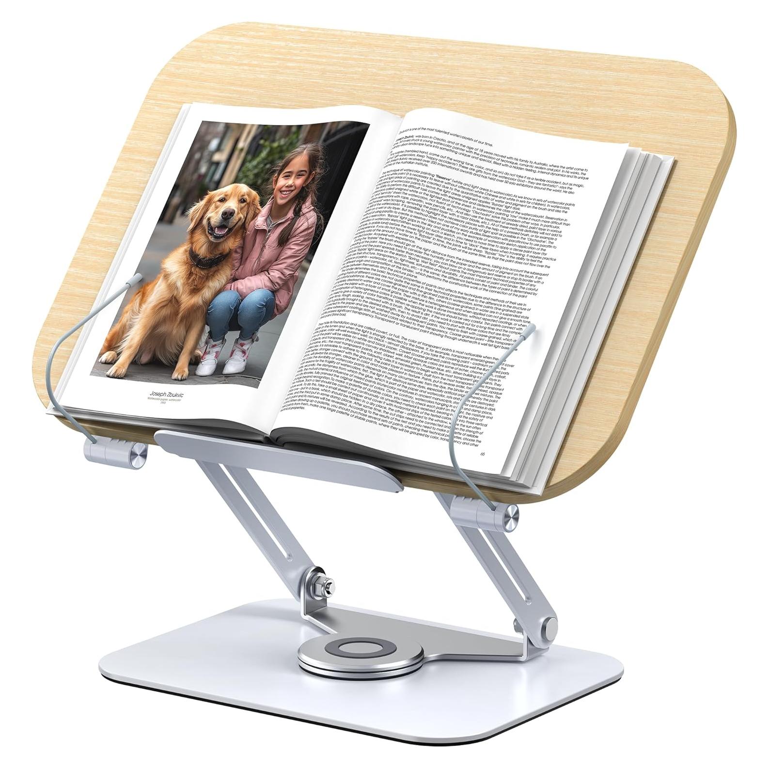 Soporte de Libro Ajustable MOKURU 360° Plegable Blanco