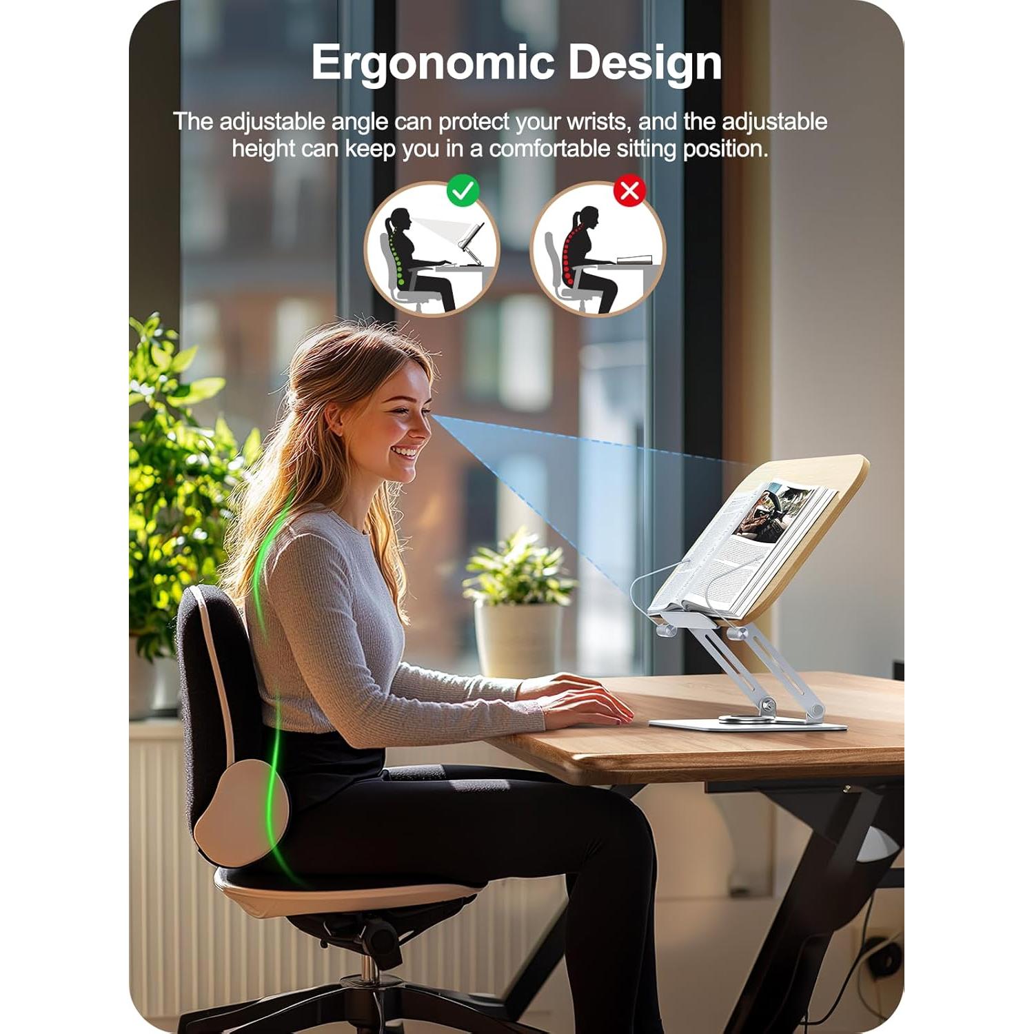 Soporte de Libro Ajustable MOKURU 360° Plegable Blanco