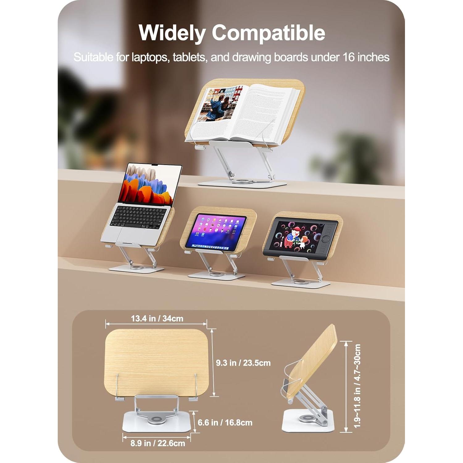 Soporte de Libro Ajustable MOKURU 360° Plegable Blanco