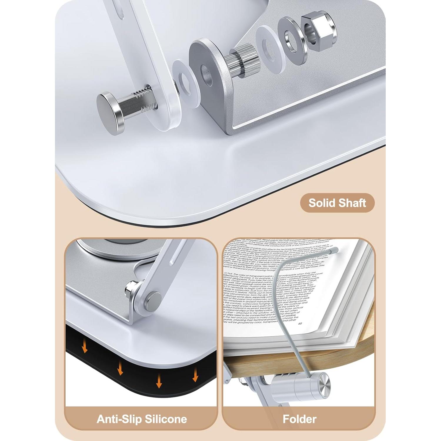 Soporte de Libro Ajustable MOKURU 360° Plegable Blanco