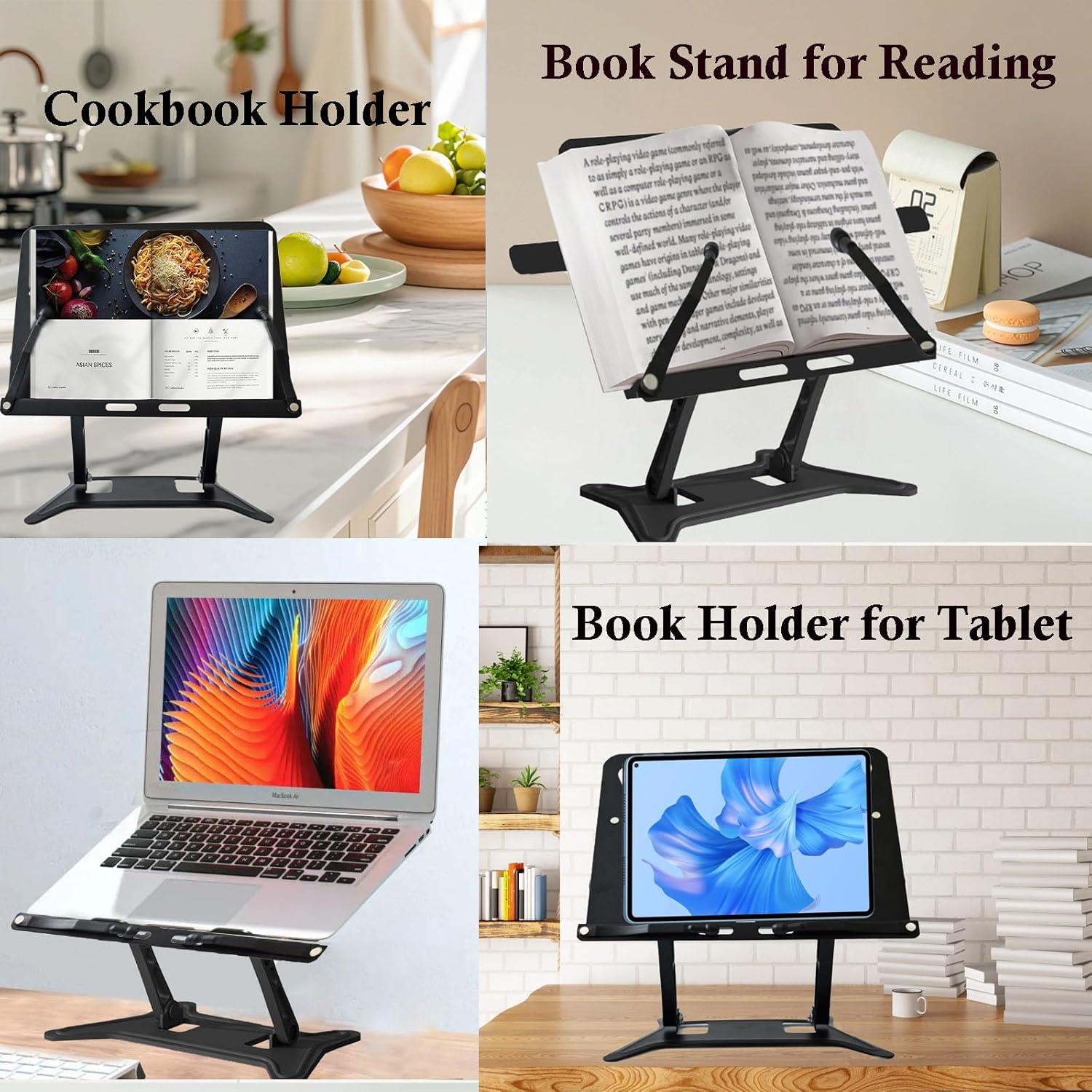 Soporte de Libros Ajustable MJLINTATAG Plegable Metal Negro