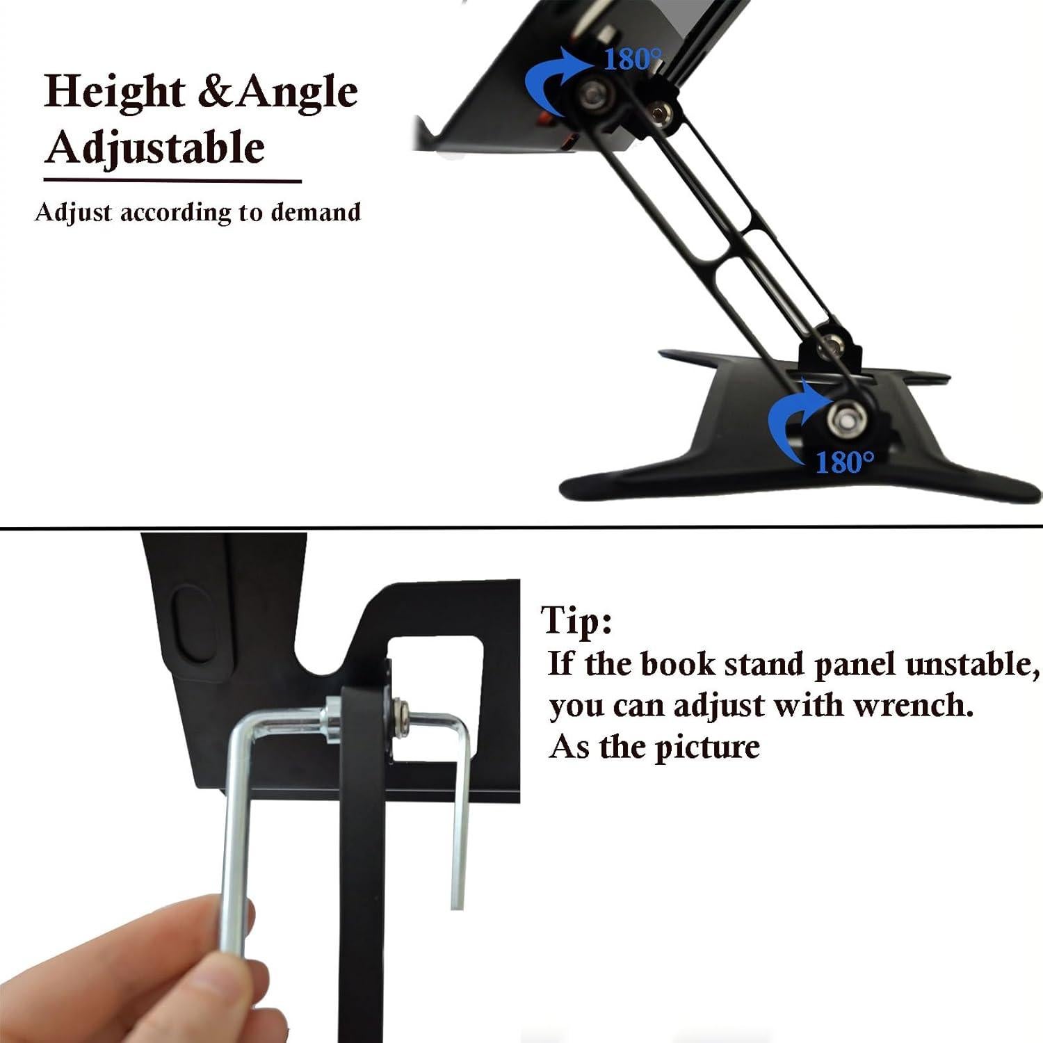 Soporte de Libros Ajustable MJLINTATAG Plegable Metal Negro