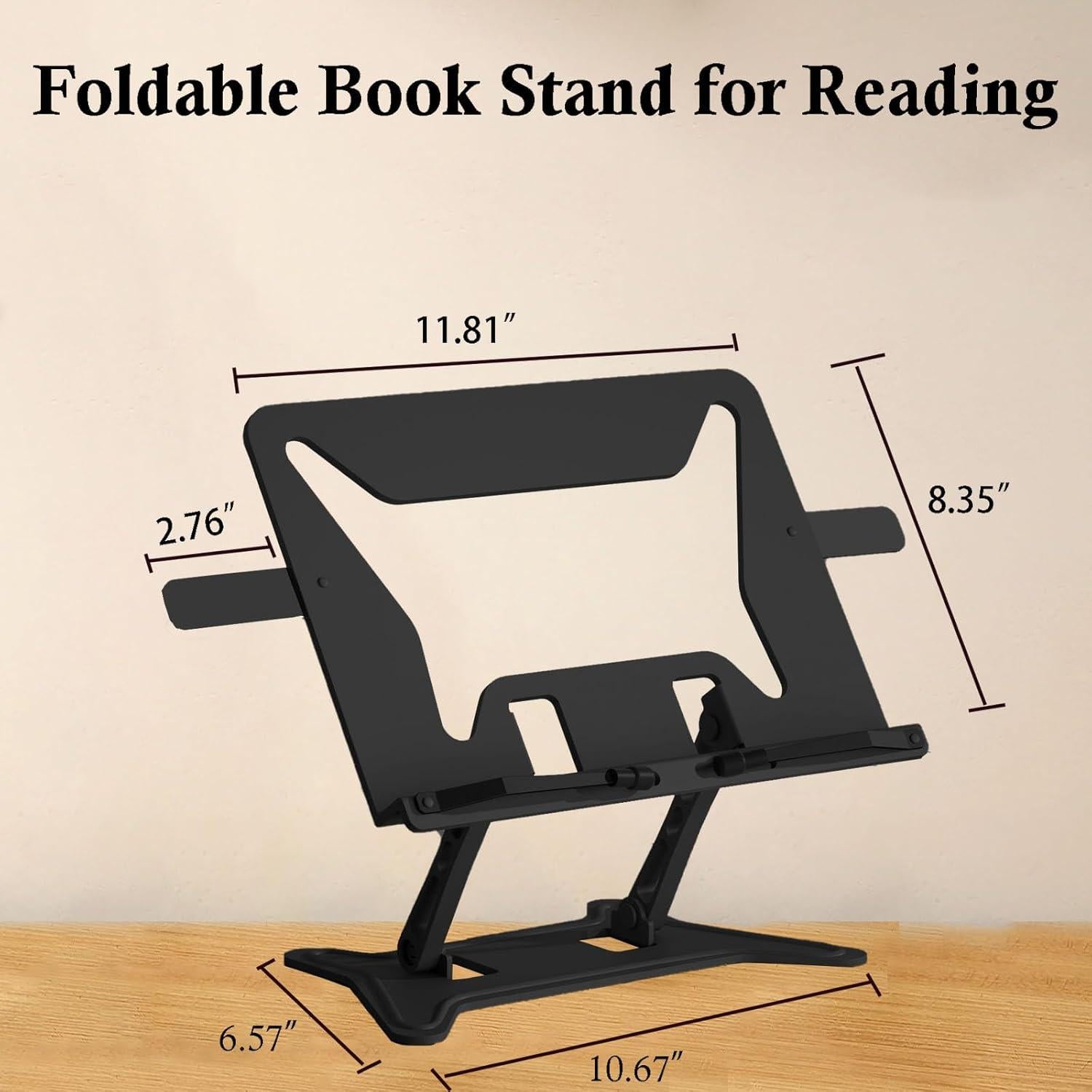 Soporte de Libros Ajustable MJLINTATAG Plegable Metal Negro