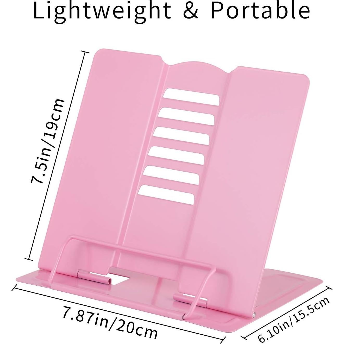 Soporte de Libro Ajustable Blizzow - Metal Plegable Rosa