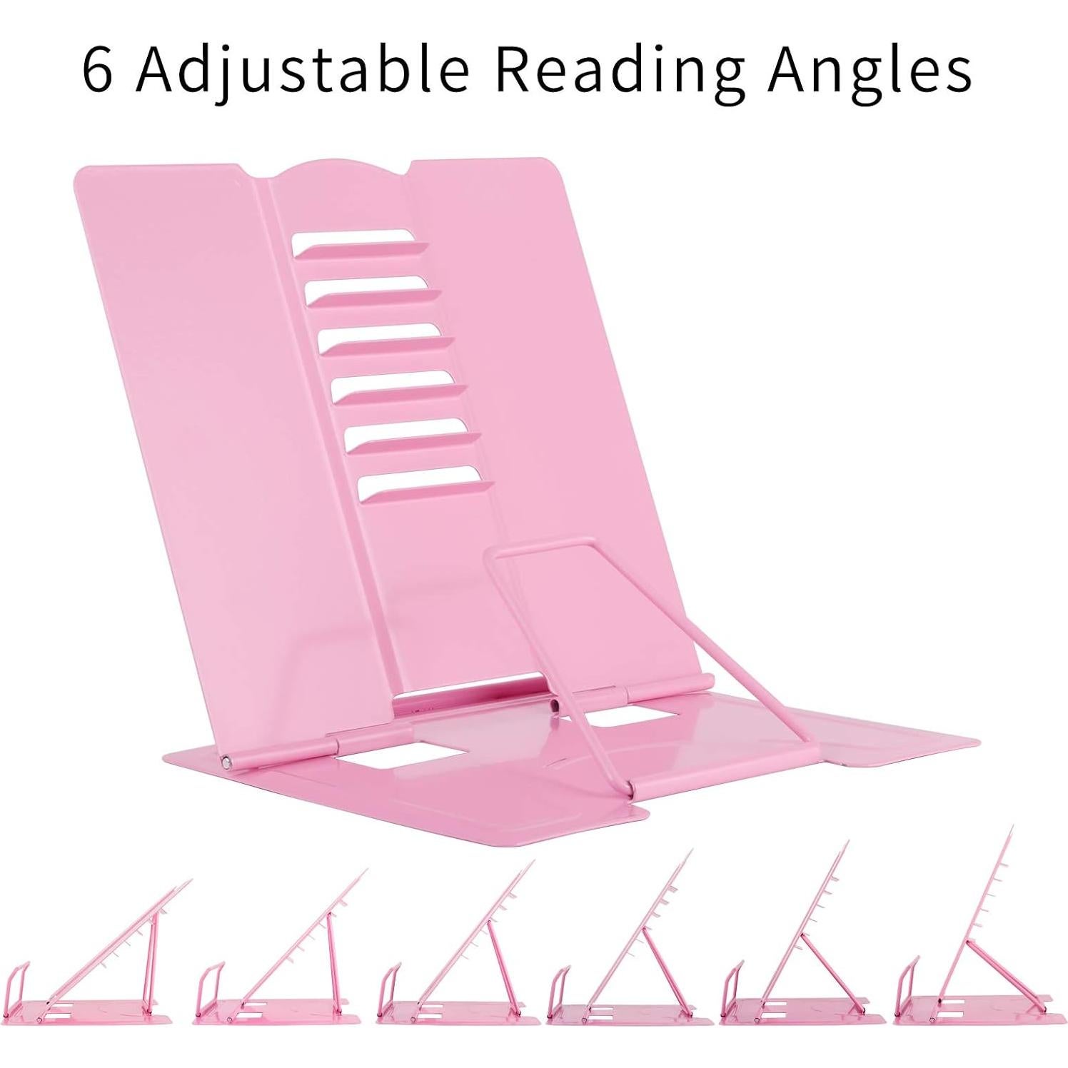 Soporte de Libro Ajustable Blizzow - Metal Plegable Rosa