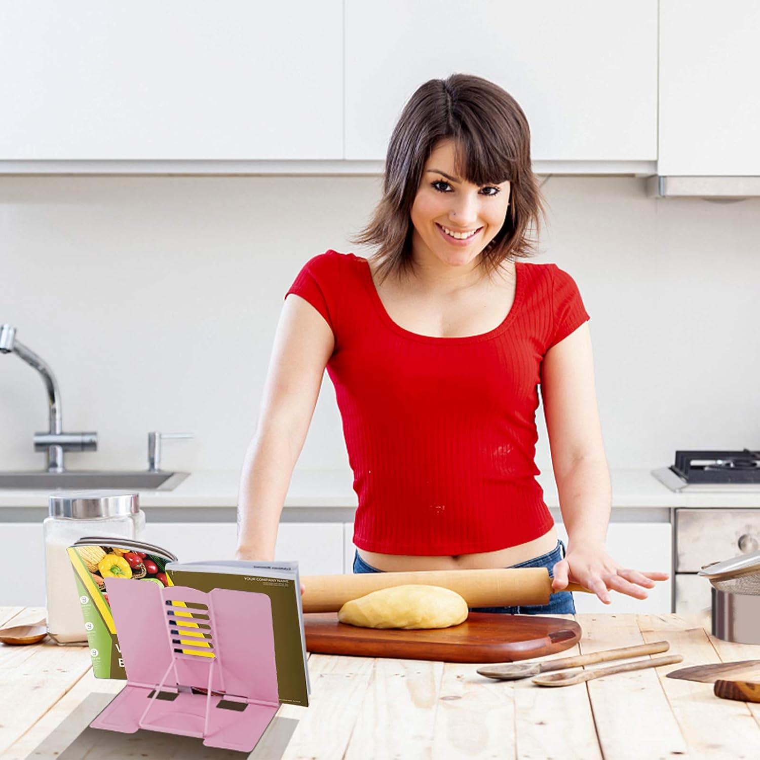 Soporte de Libro Ajustable Blizzow - Metal Plegable Rosa