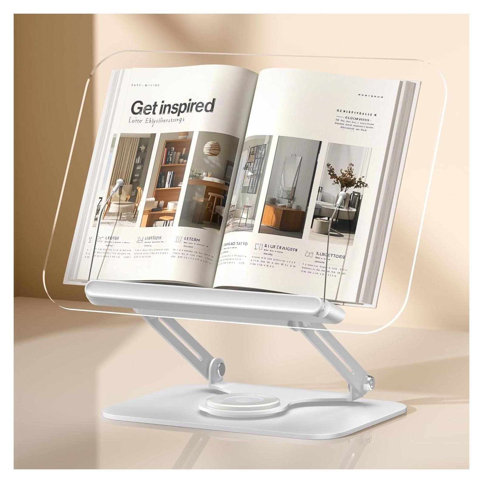 Soporte de Libro Ajustable ASIEIT de Acrílico 360° Plegable