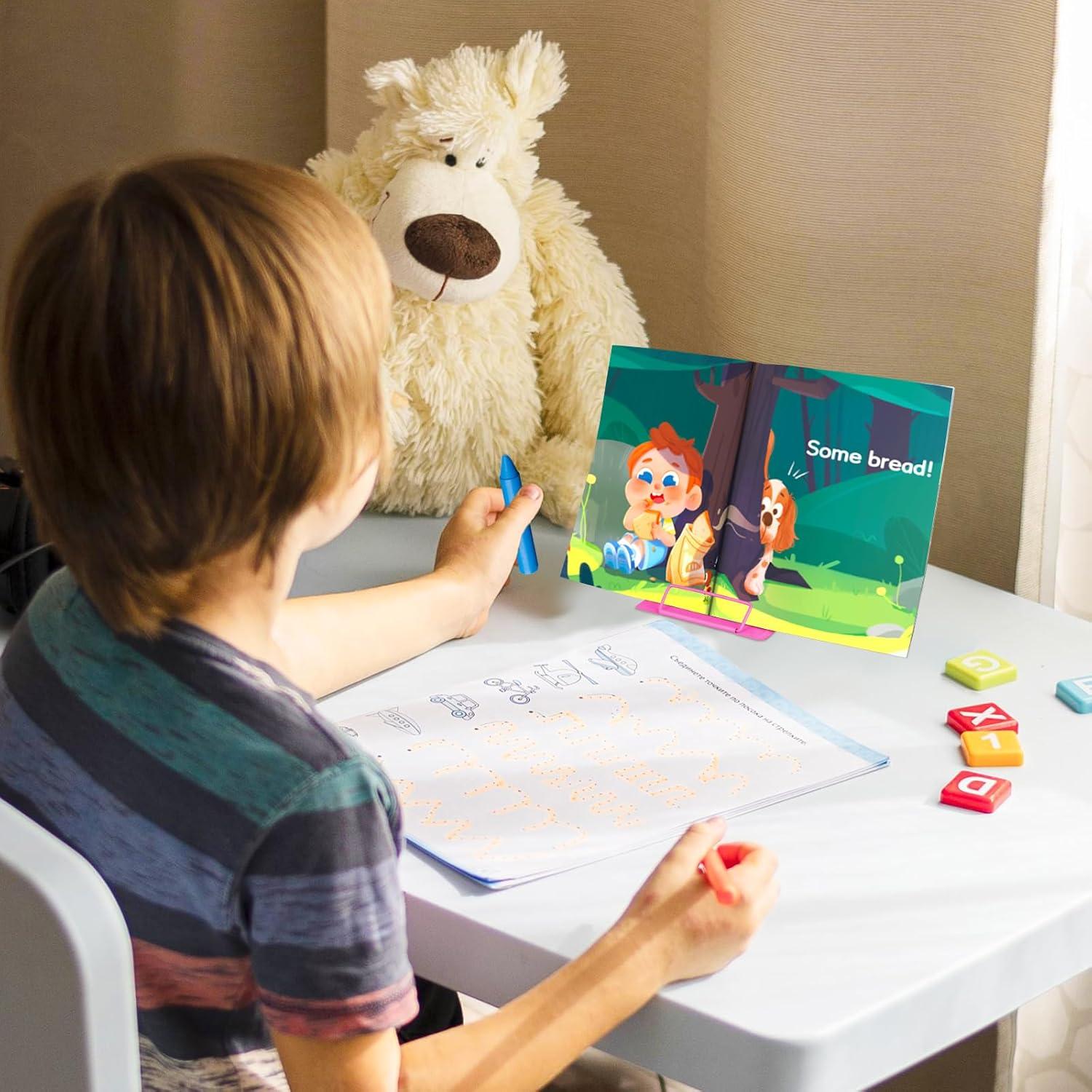 Soporte de Libro MSDADA Ajustable Metal Rojo Rosa 15x15.5cm