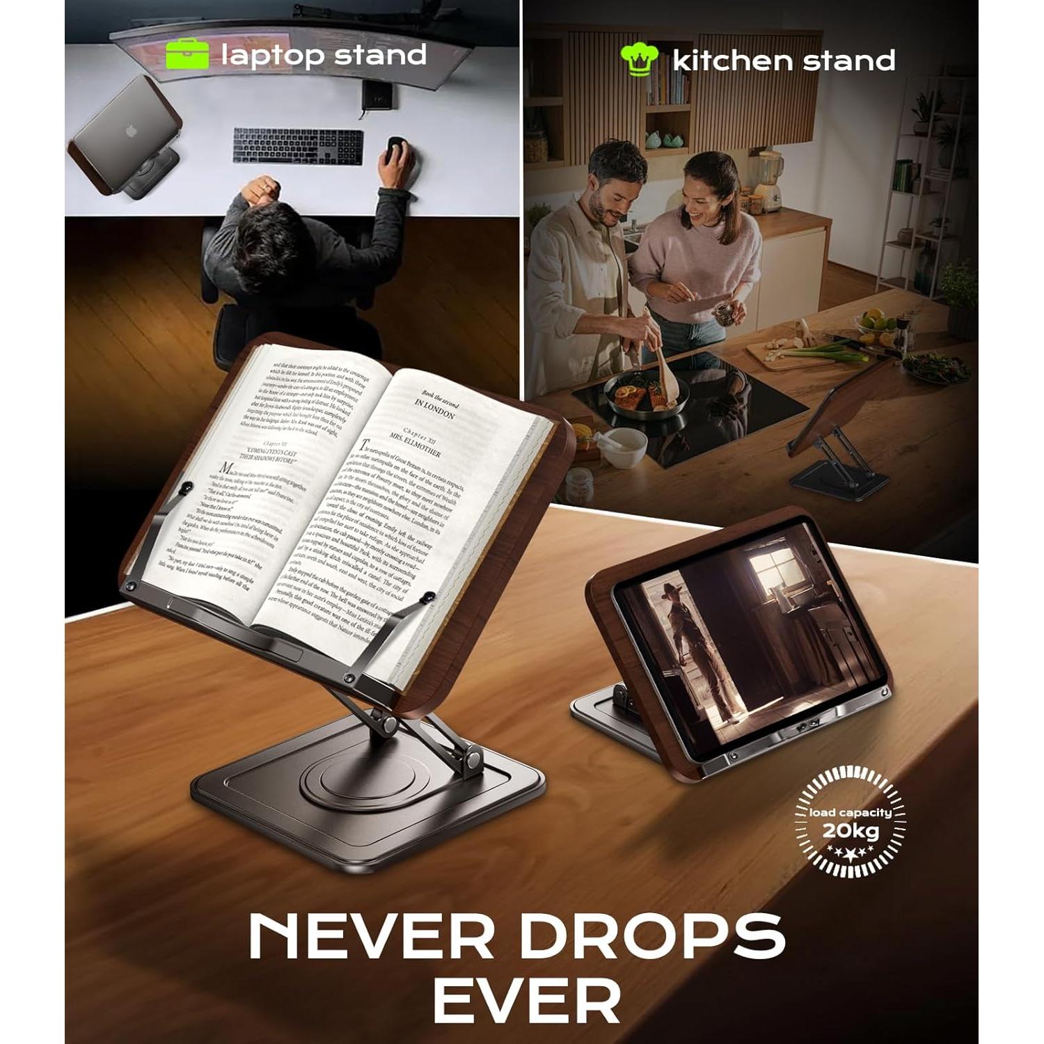 Soporte de Libros Ajustable LOXP RS-01 360° Plegable Negro