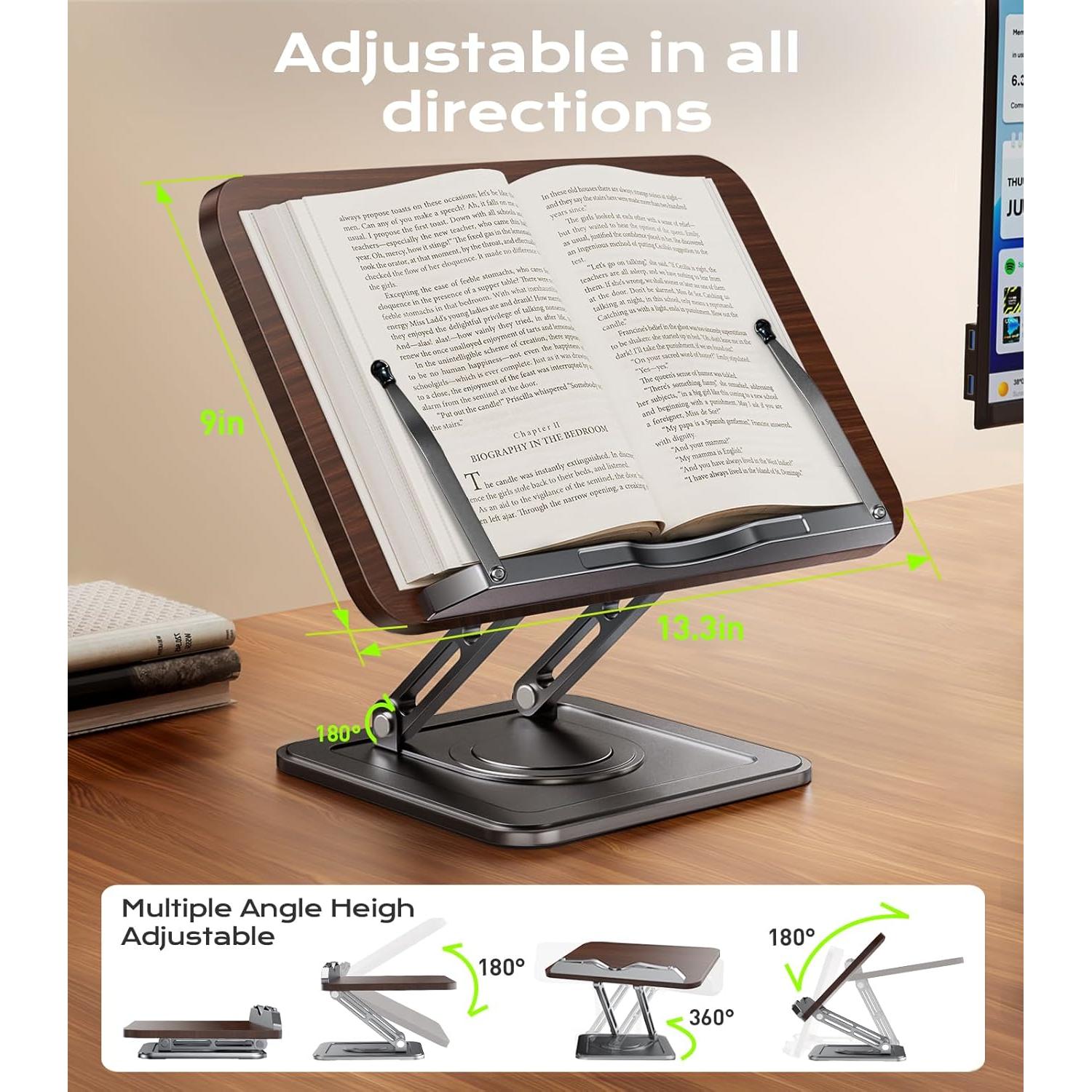 Soporte de Libros Ajustable LOXP RS-01 360° Plegable Negro