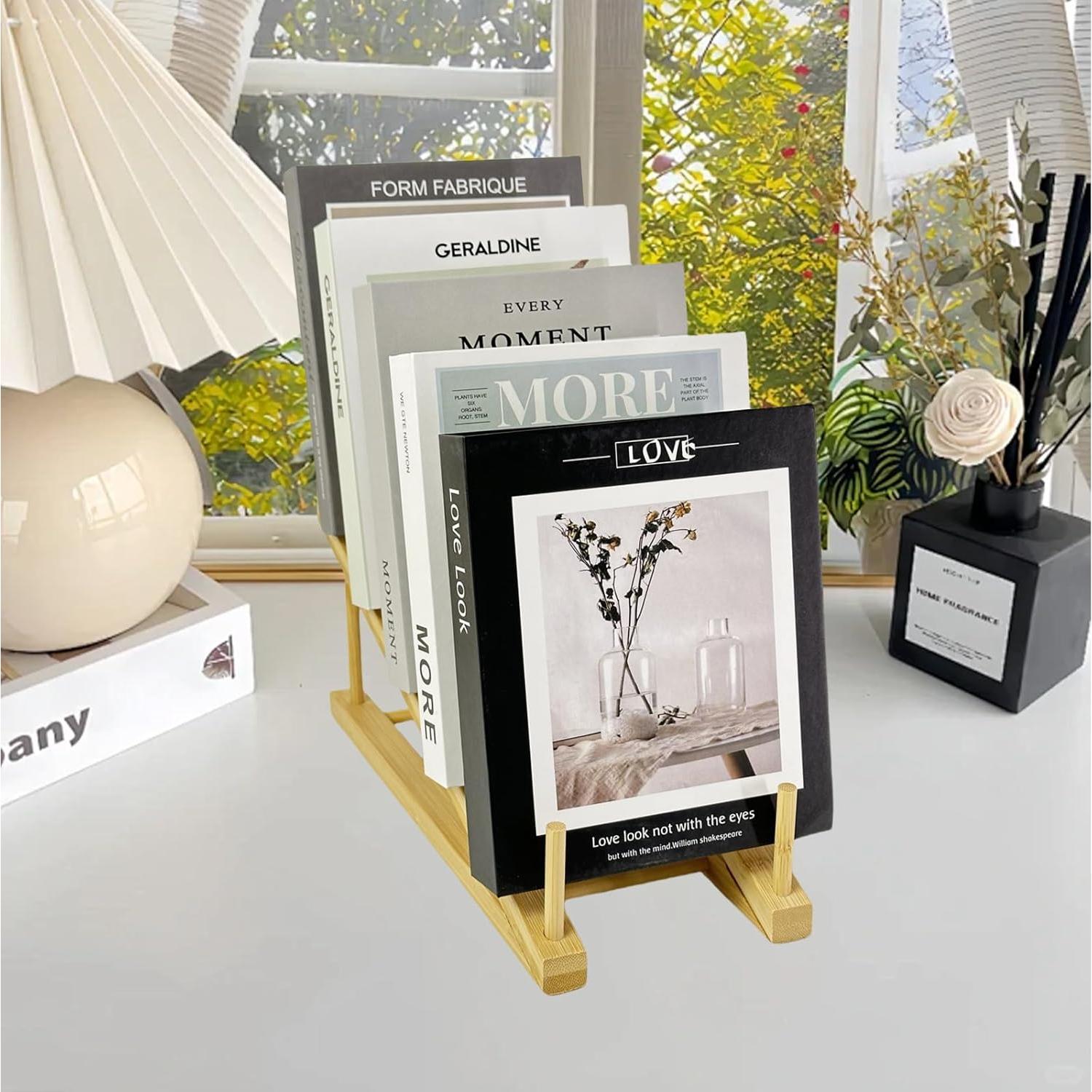 Soporte de Libro de Madera GYSLEOT 3 Pcs 5 Niveles Natural