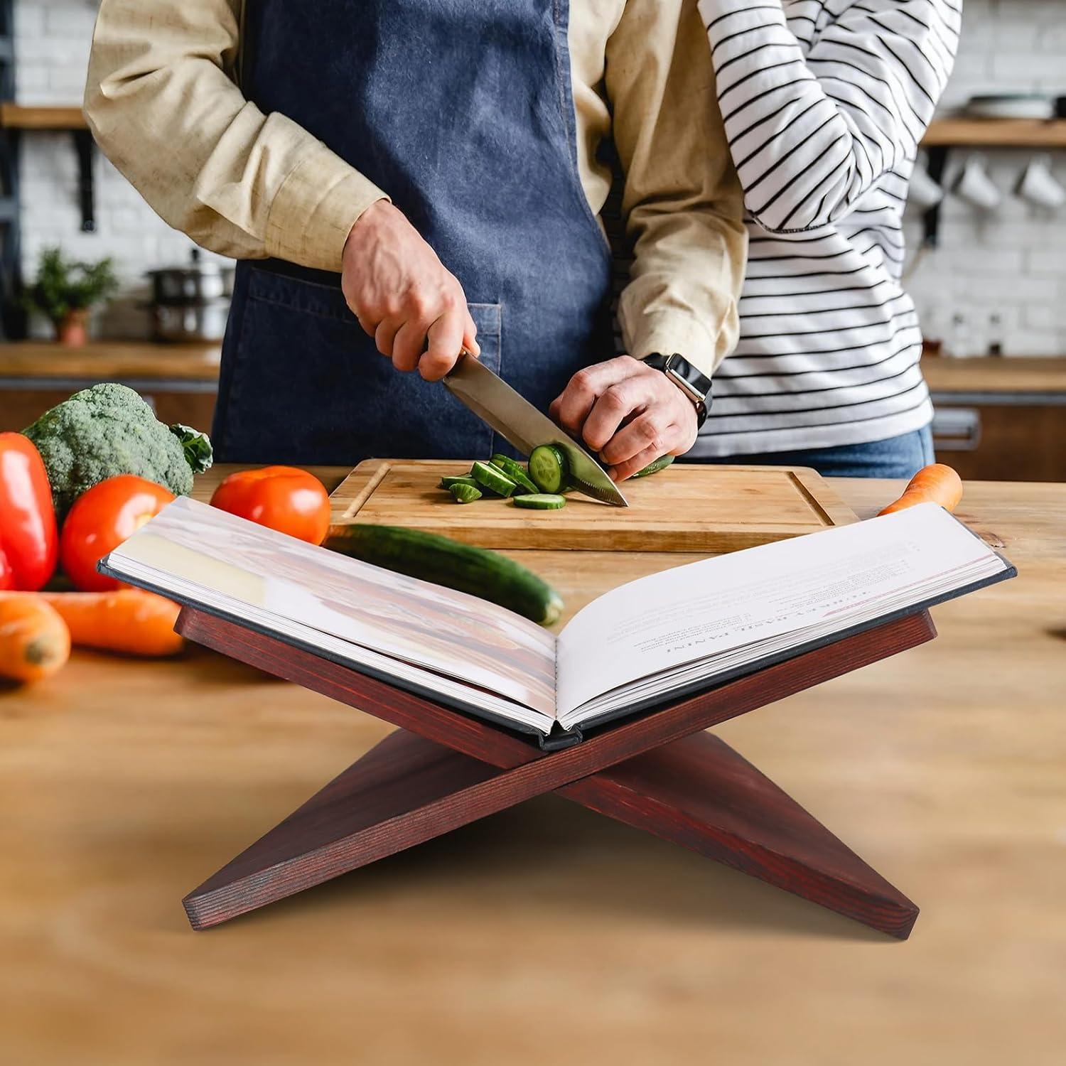 Soporte de Libro de Madera Onzsiefa 40x14x24 cm para Cocina y Texto