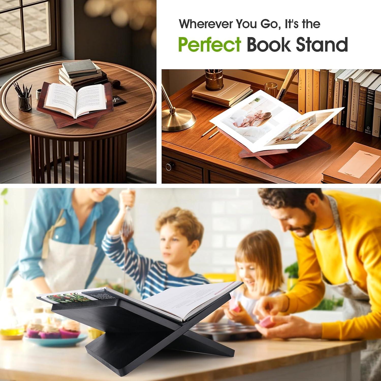 Soporte de Libro de Madera Onzsiefa 40x14x24 cm para Cocina y Texto