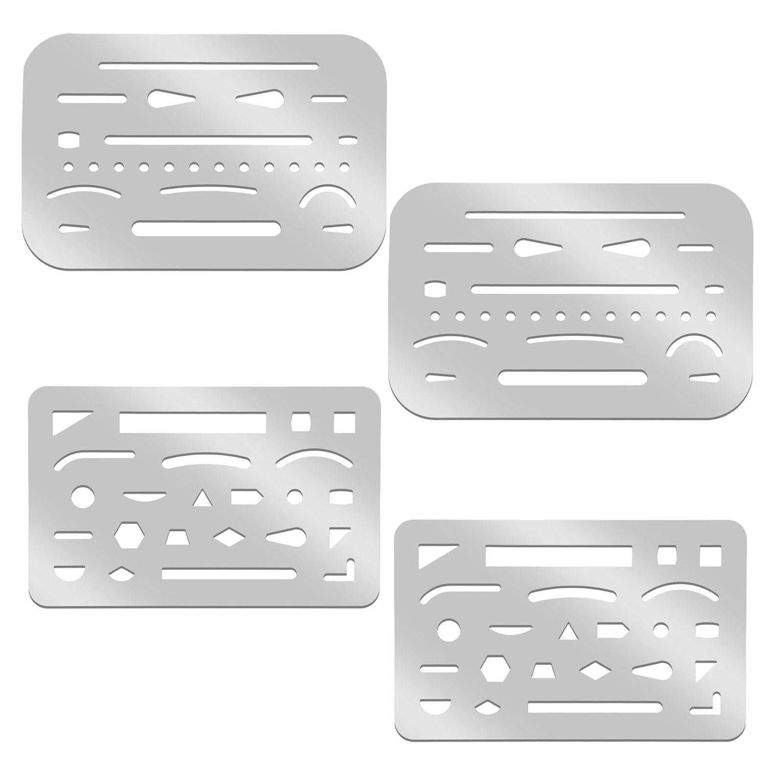 Conjunto de Plantillas de Dibujo Alrhso - Acero Inoxidable 4 Pcs