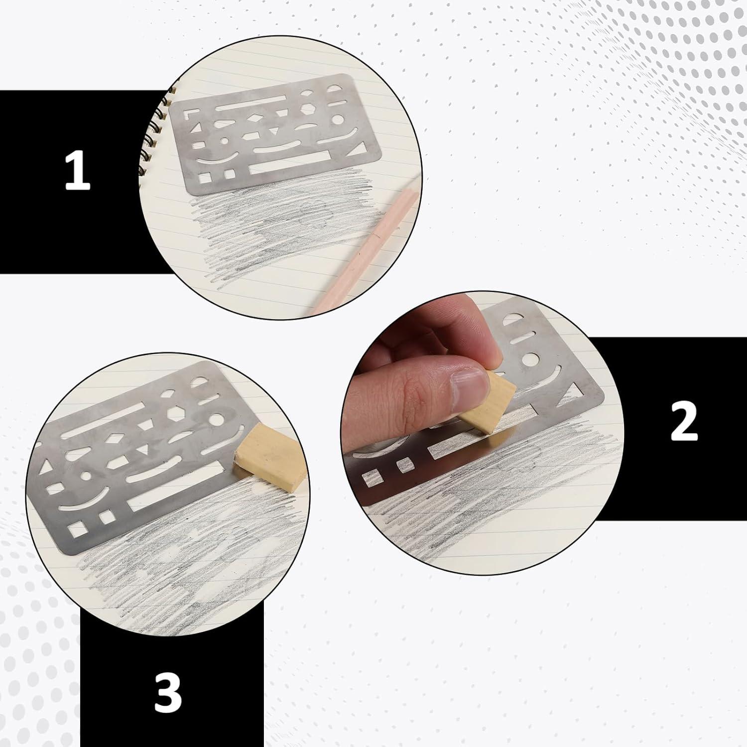 Conjunto de Plantillas de Dibujo Alrhso - Acero Inoxidable 4 Pcs