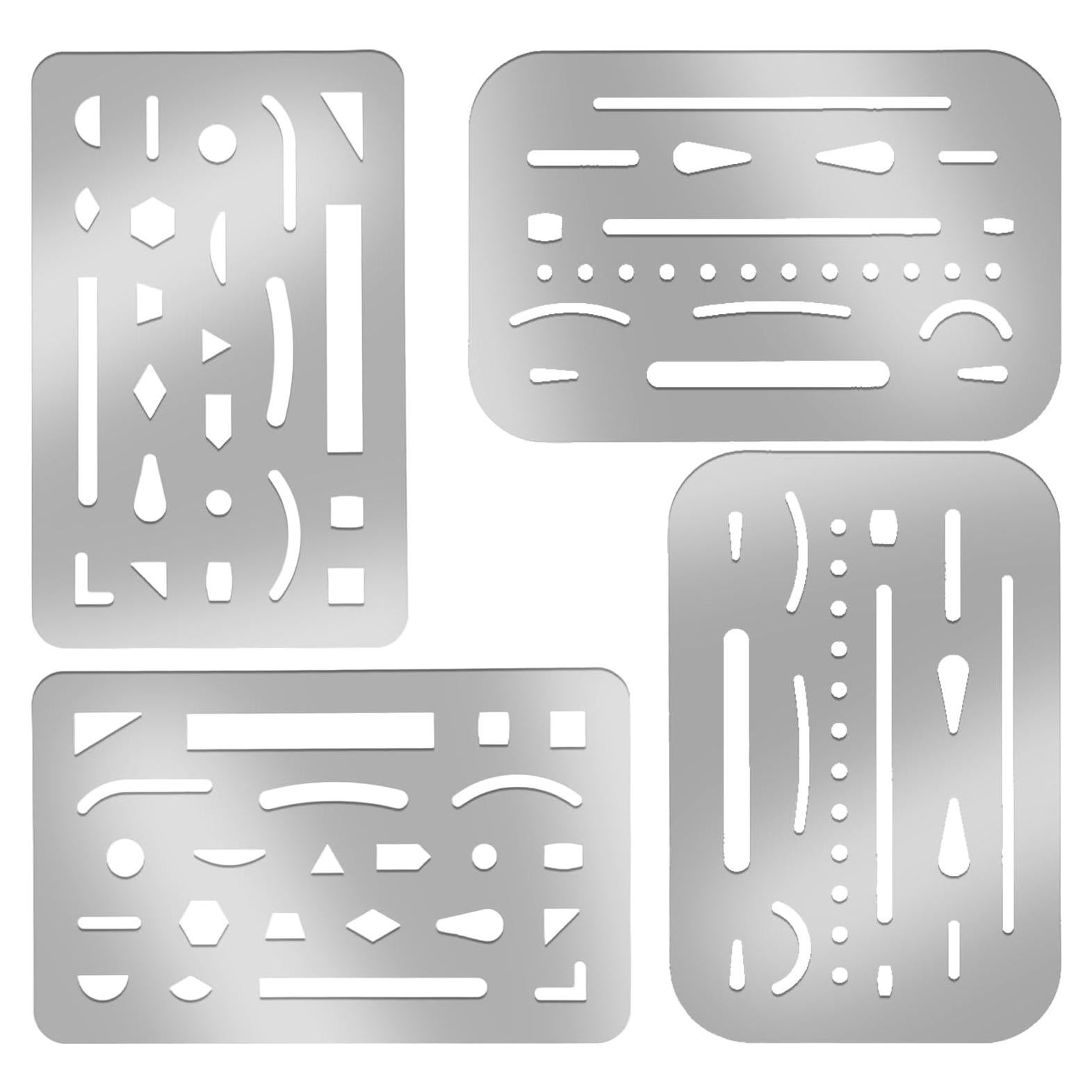 Set de Plantillas de Dibujo Acero Inoxidable 4 Piezas