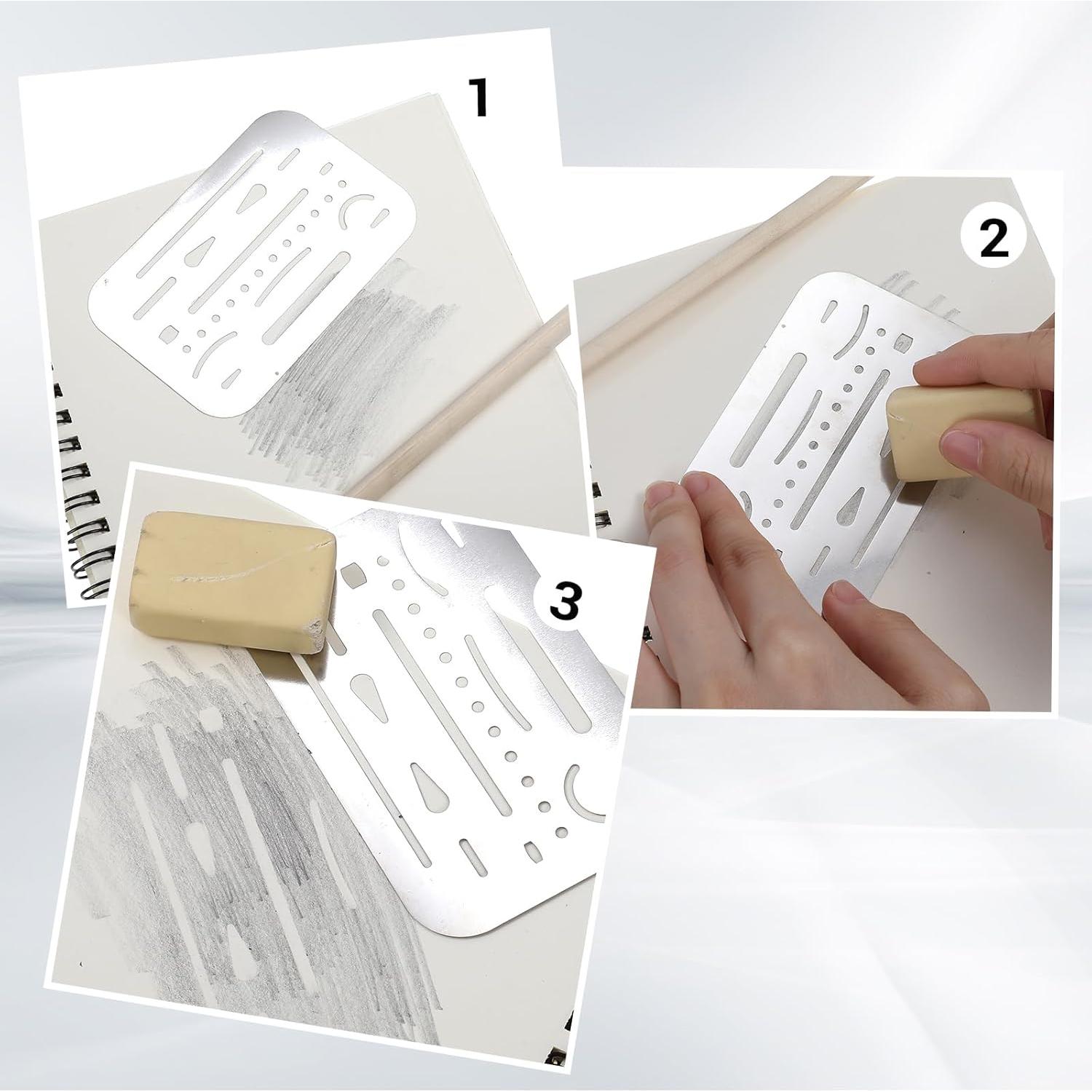 Set de Plantillas de Dibujo Acero Inoxidable 4 Piezas