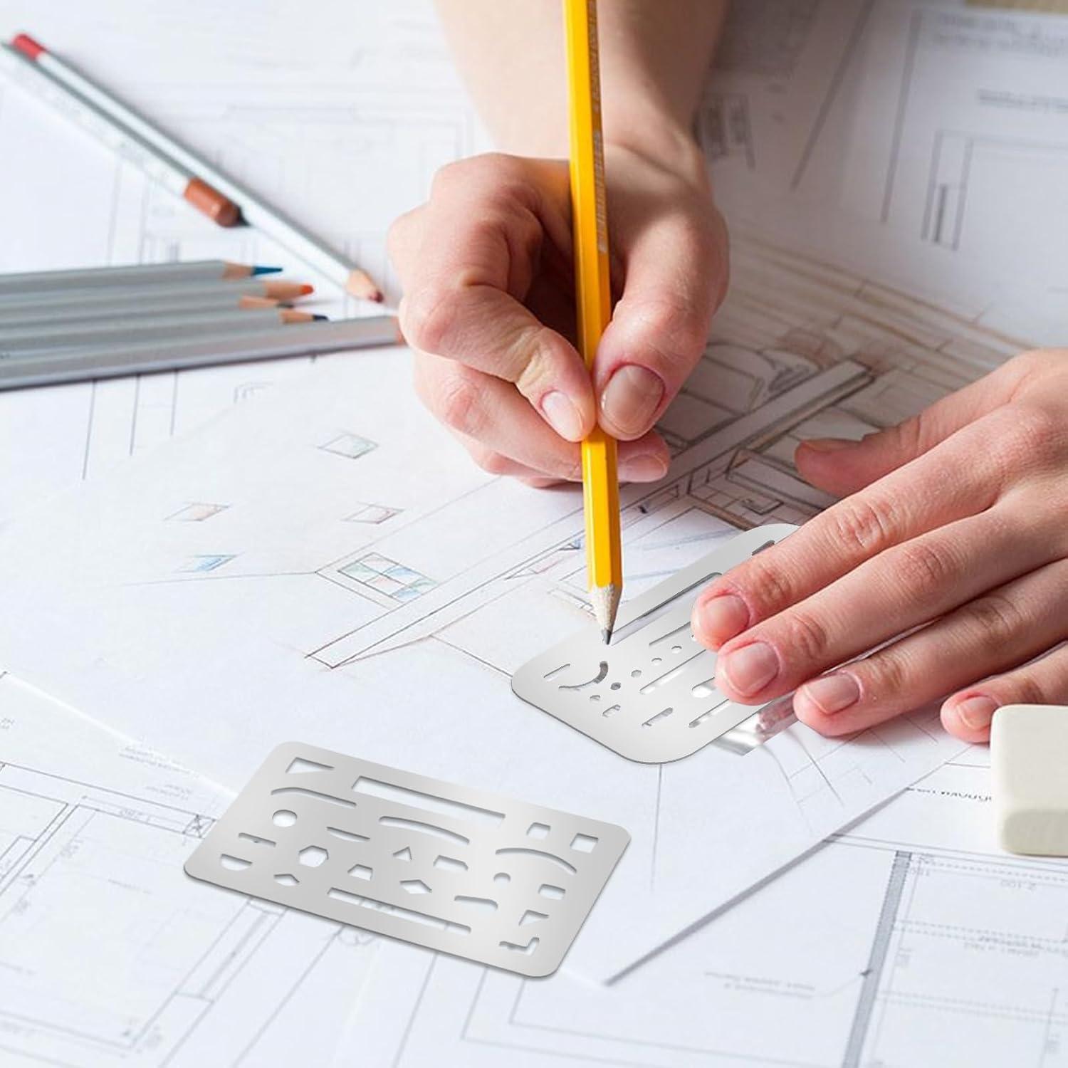 Set de Plantillas de Dibujo Acero Inoxidable 4 Piezas