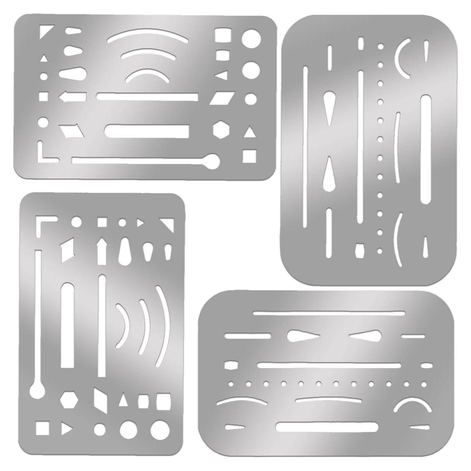 Plantillas de Borrado de Acero Inoxidable 4 Pcs para Dibujo