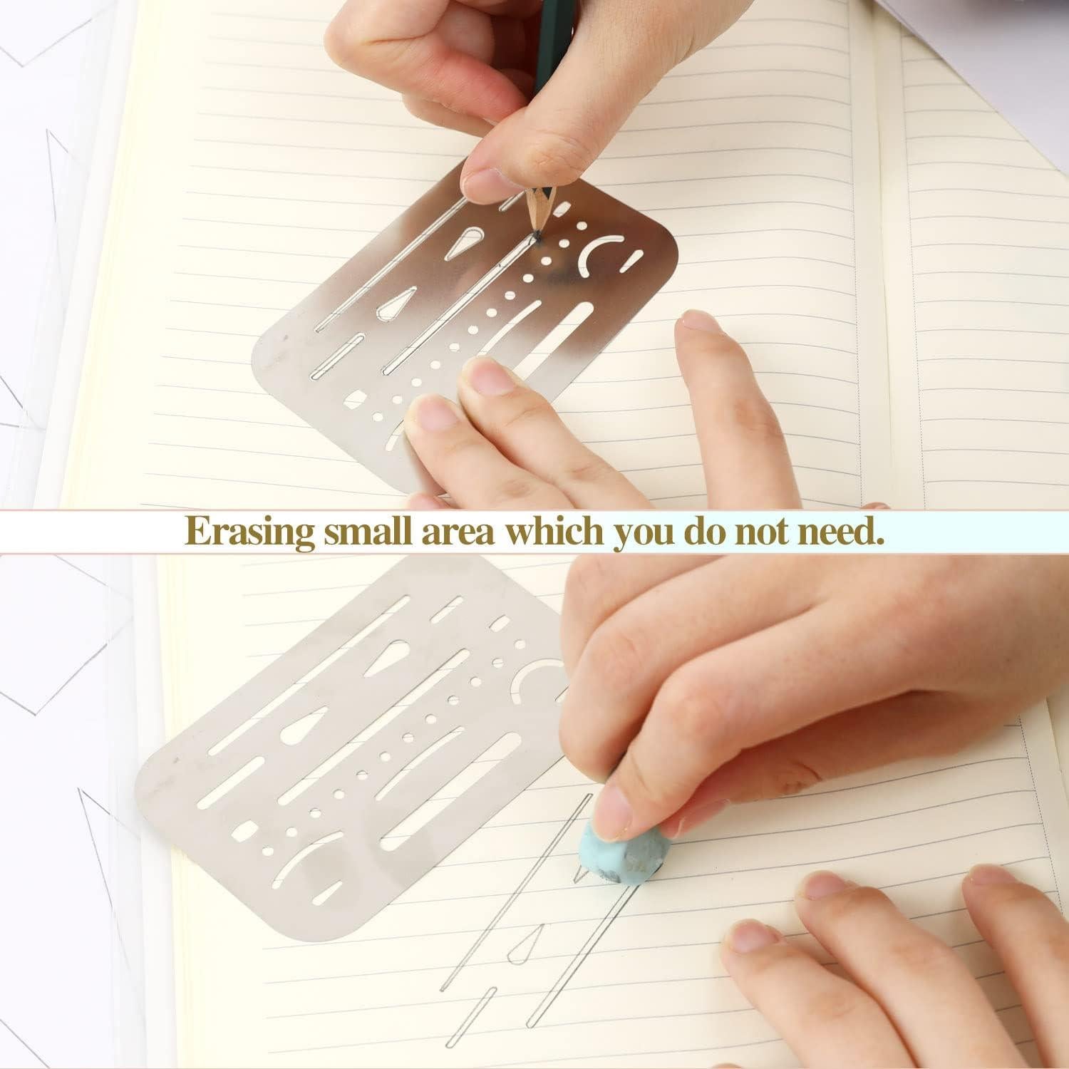 Plantillas de Borrado de Acero Inoxidable 4 Pcs para Dibujo