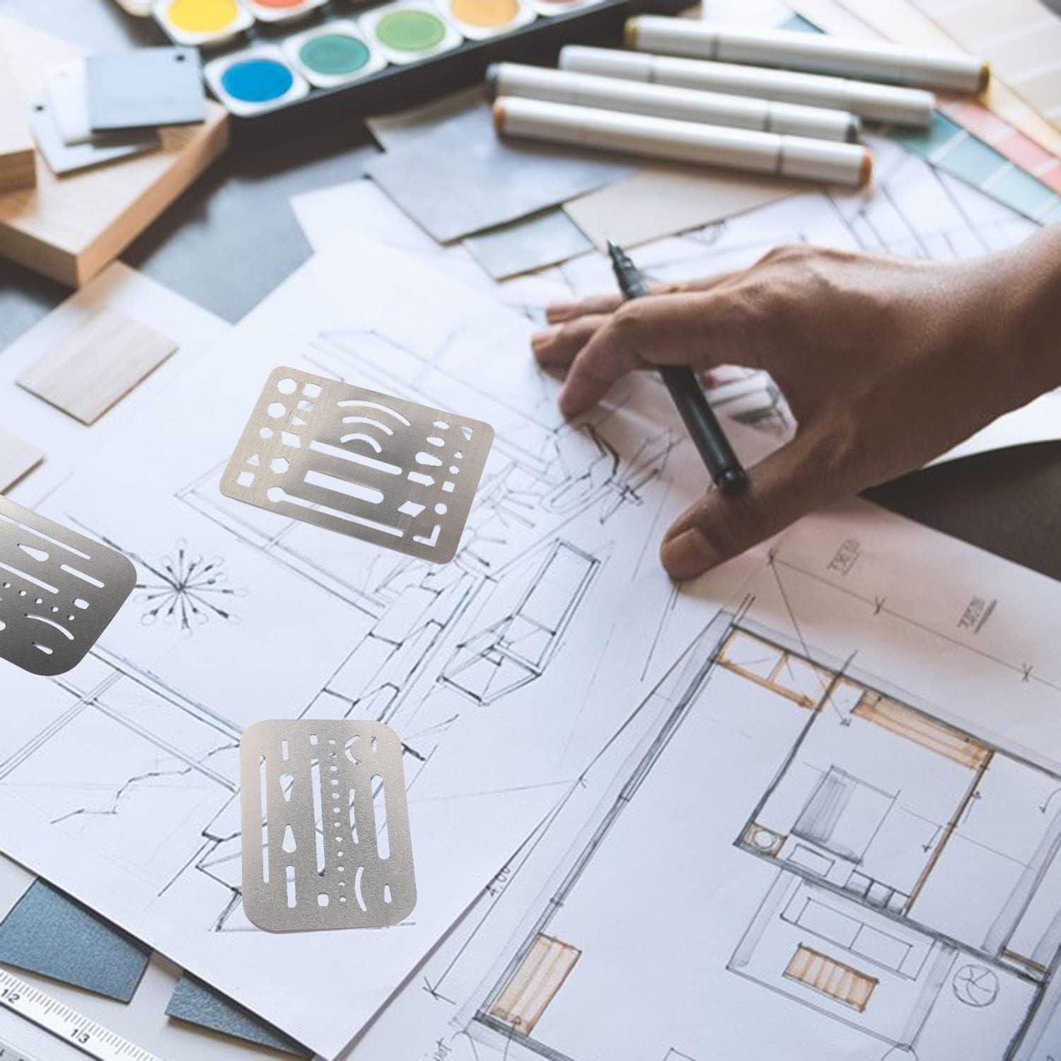 Plantillas de Borrado de Acero Inoxidable 4 Pcs para Dibujo