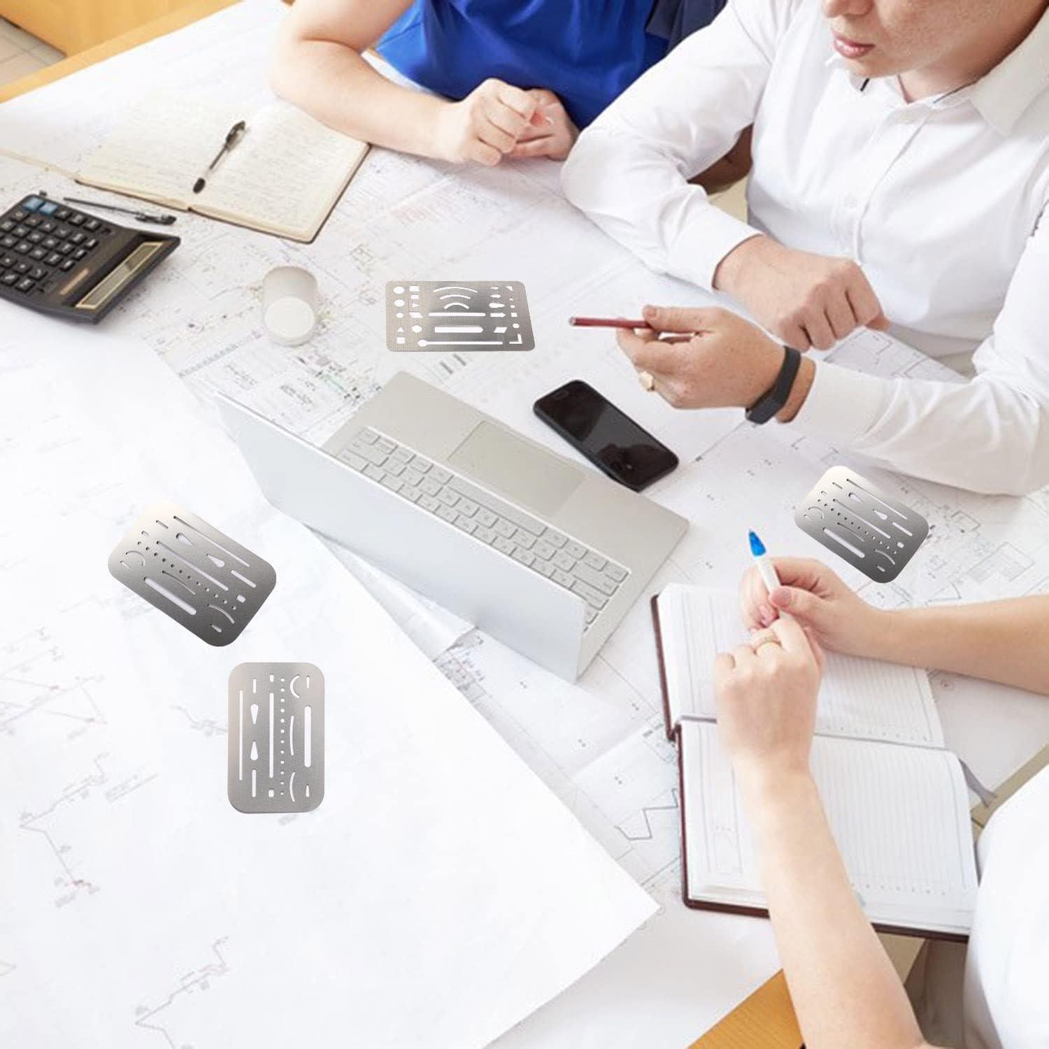 Plantillas de Borrado de Acero Inoxidable 4 Pcs para Dibujo