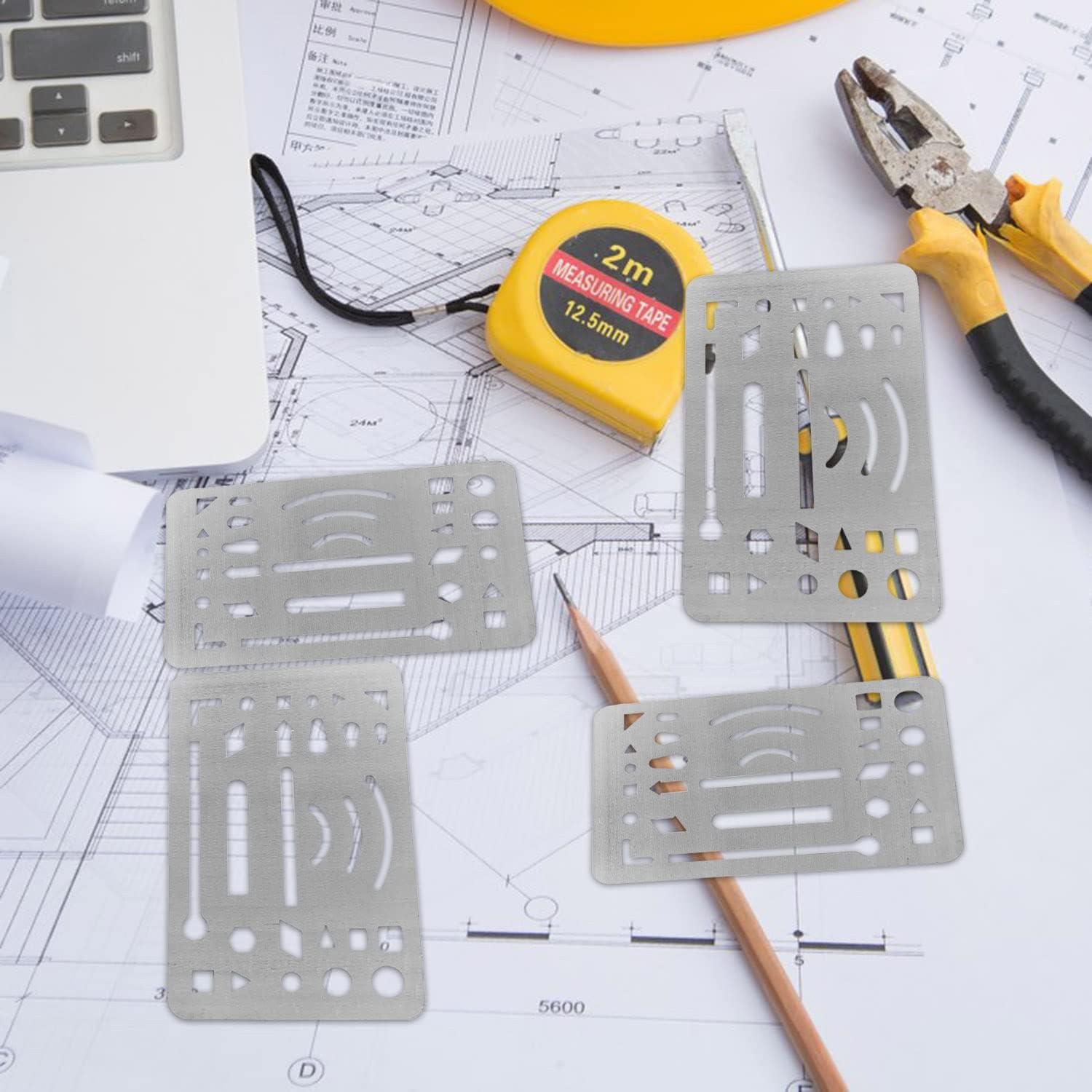 Plantillas de Borrado de Acero Inoxidable 4 Pcs para Dibujo