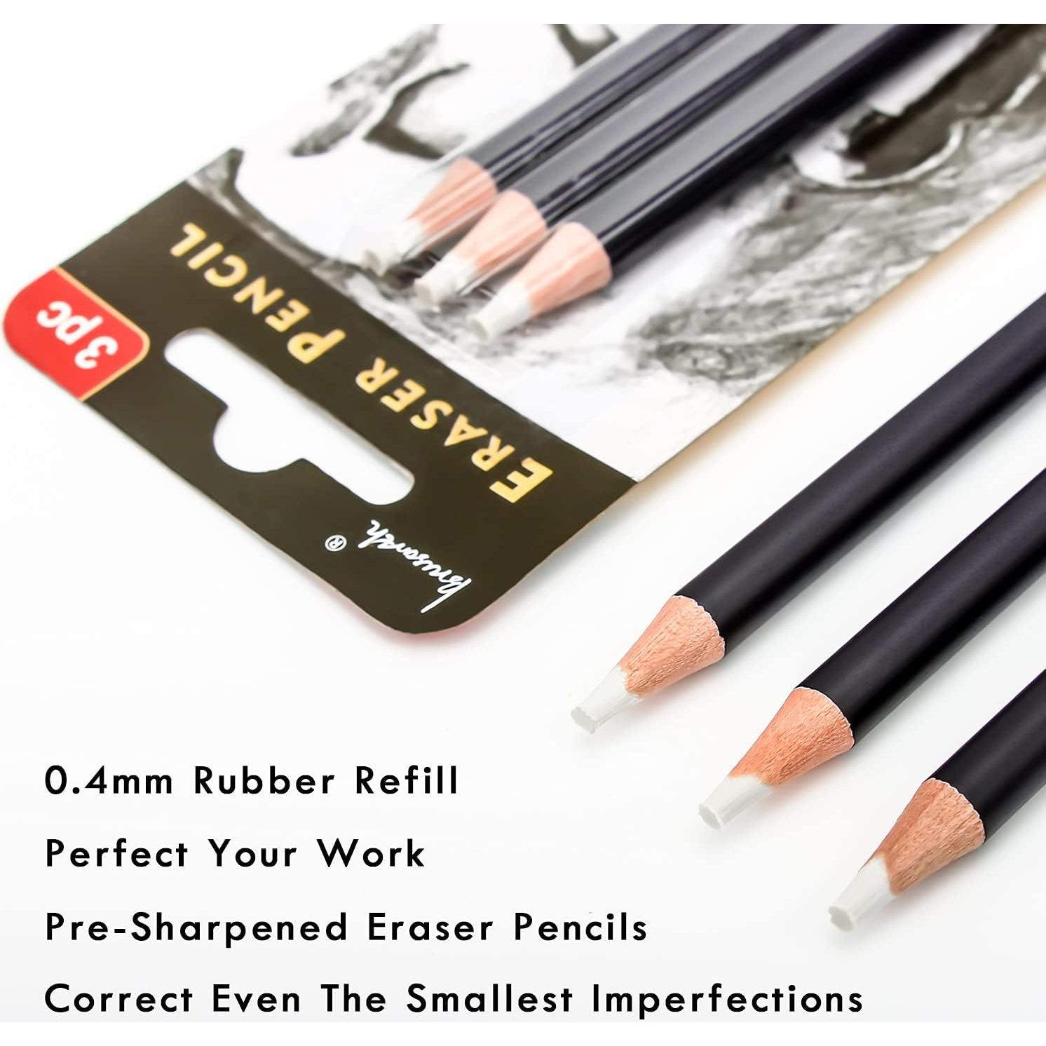 Juego de Gomas de Borrar Brusarth - 3 Piezas para Dibujo Fino