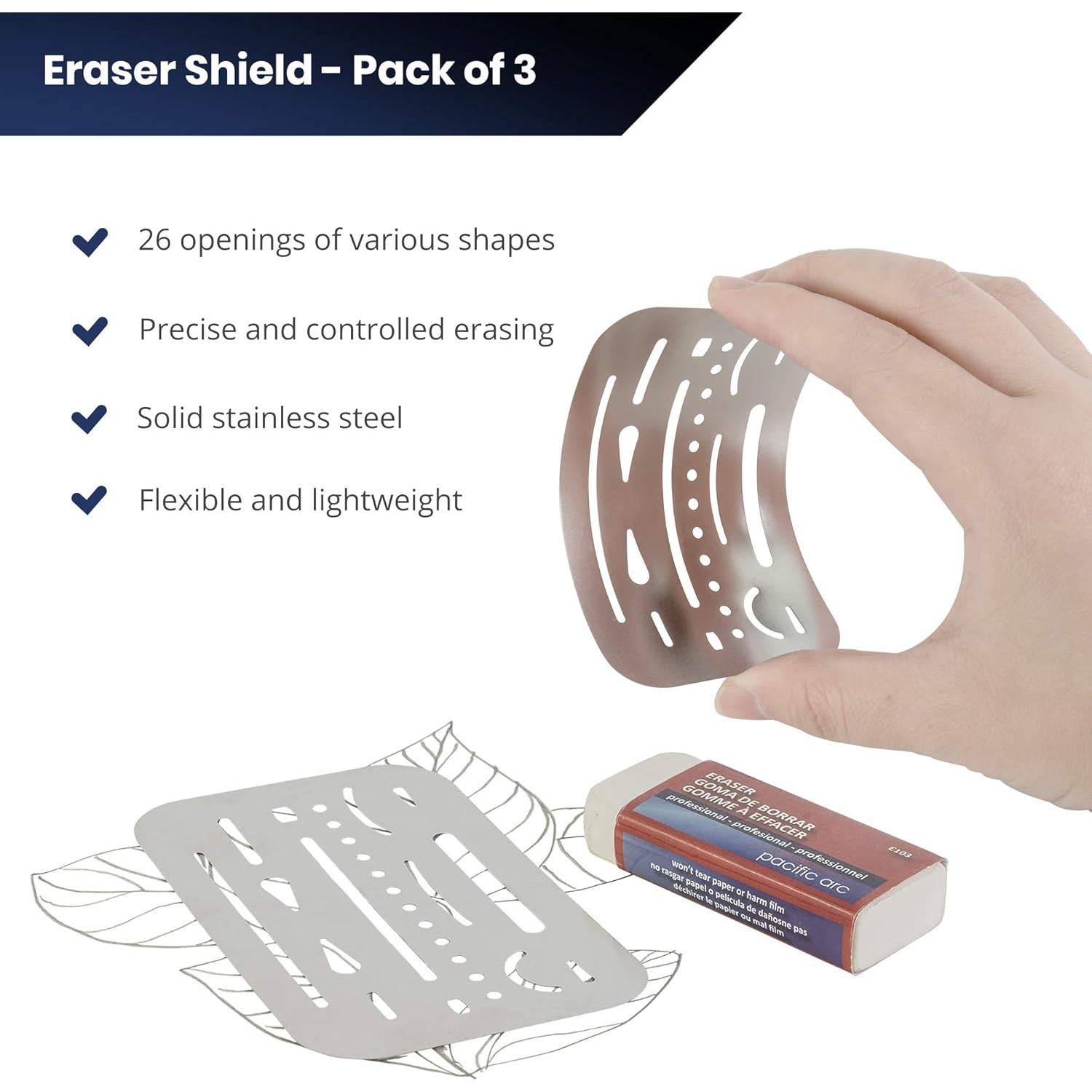 Escudo de Borrado Profesional Pacific Arc de Acero Inoxidable 26 Aberturas