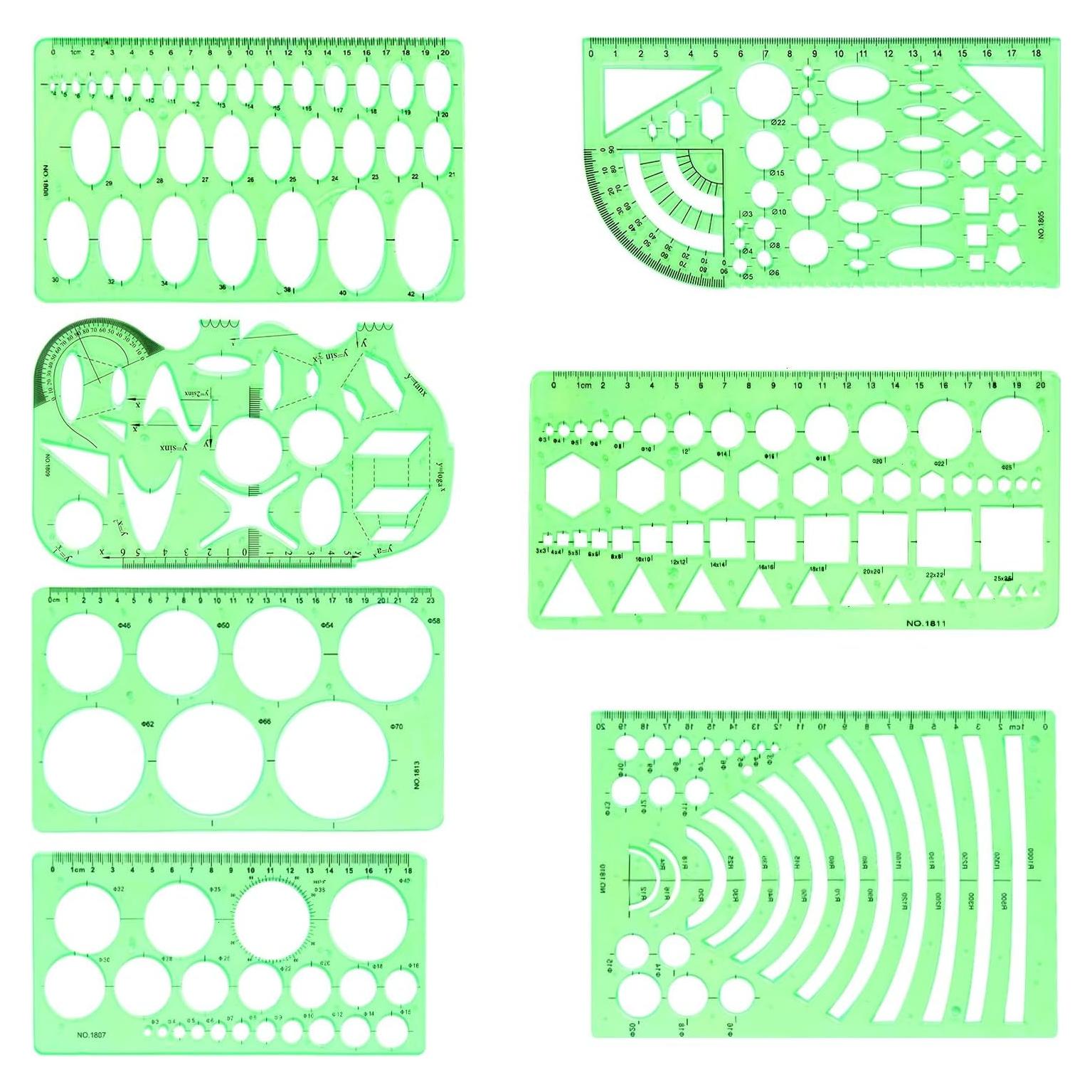 Plantillas de Dibujo Geométrico SenseYo - 7 Piezas