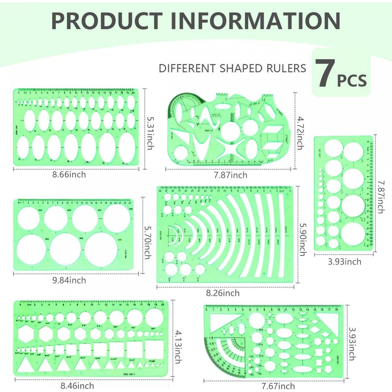 Plantillas de Dibujo Geométrico SenseYo - 7 Piezas
