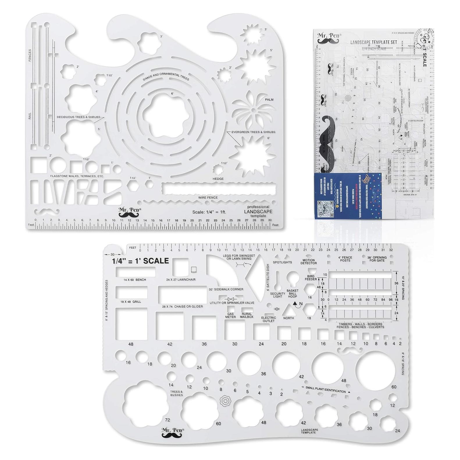 Juego de Plantillas de Paisaje Mr. Pen - 2 Piezas, Plástico