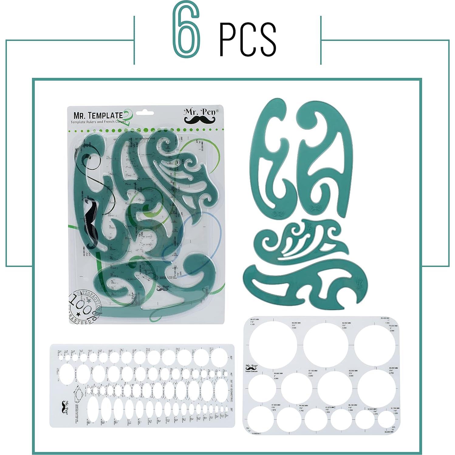 Plantillas de Dibujo Mr. Pen - Curva Francesa y Elipse 6 Pzas