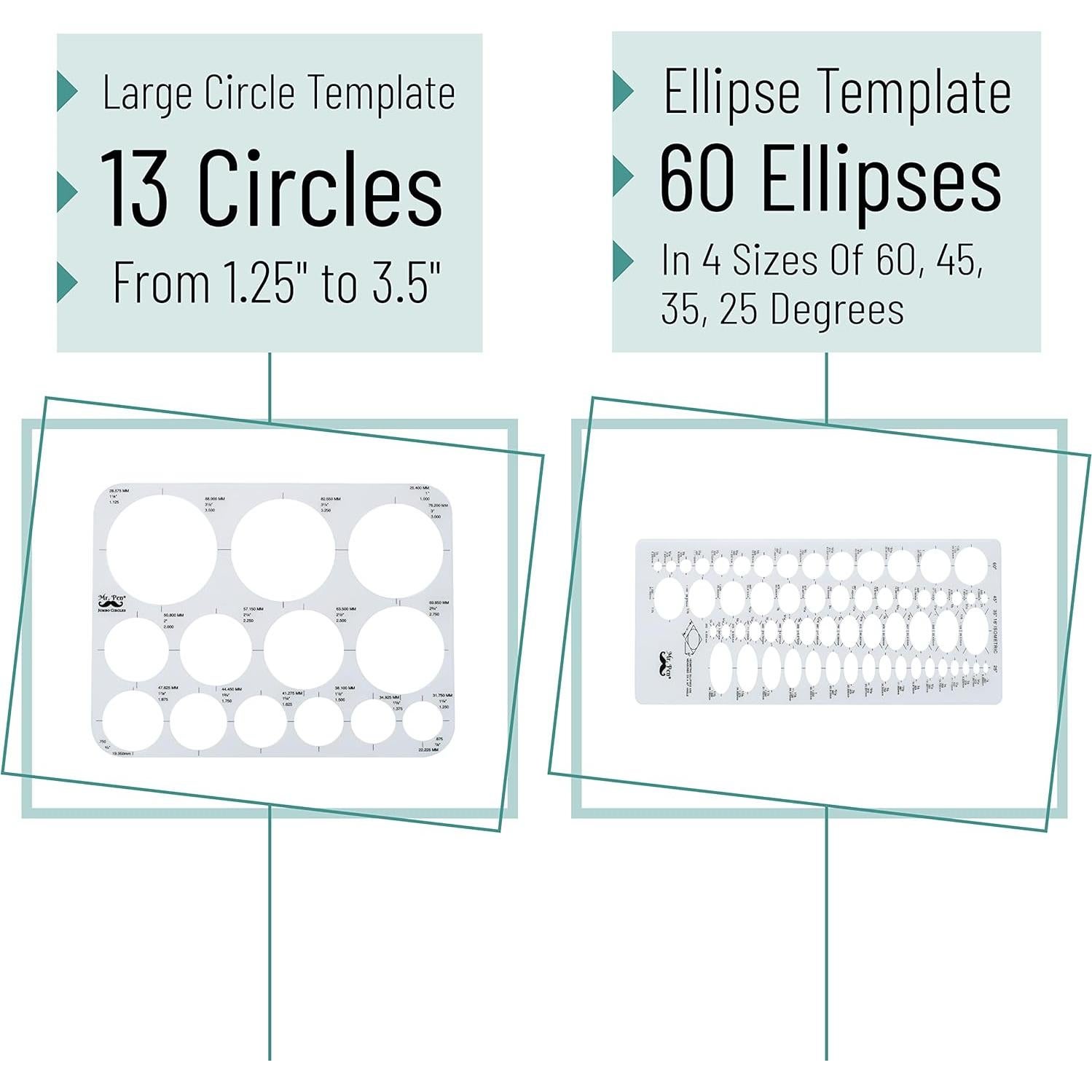 Plantillas de Dibujo Mr. Pen - Curva Francesa y Elipse 6 Pzas