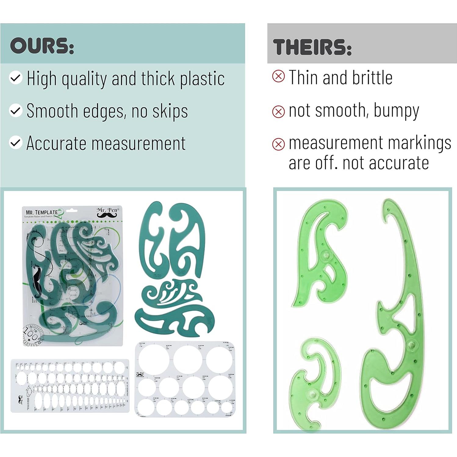 Plantillas de Dibujo Mr. Pen - Curva Francesa y Elipse 6 Pzas
