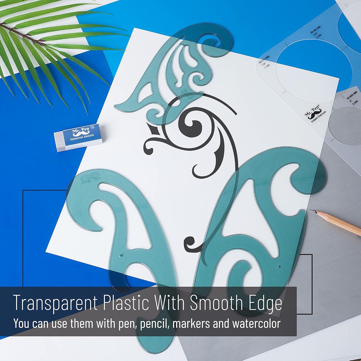 Plantillas de Dibujo Mr. Pen - Curva Francesa y Elipse 6 Pzas