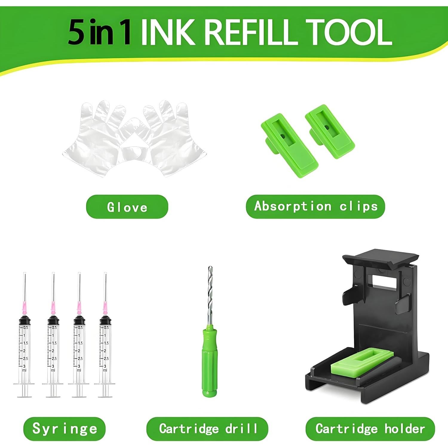 Kit de Herramientas de Recarga de Tinta KSI 5 en 1 para HP